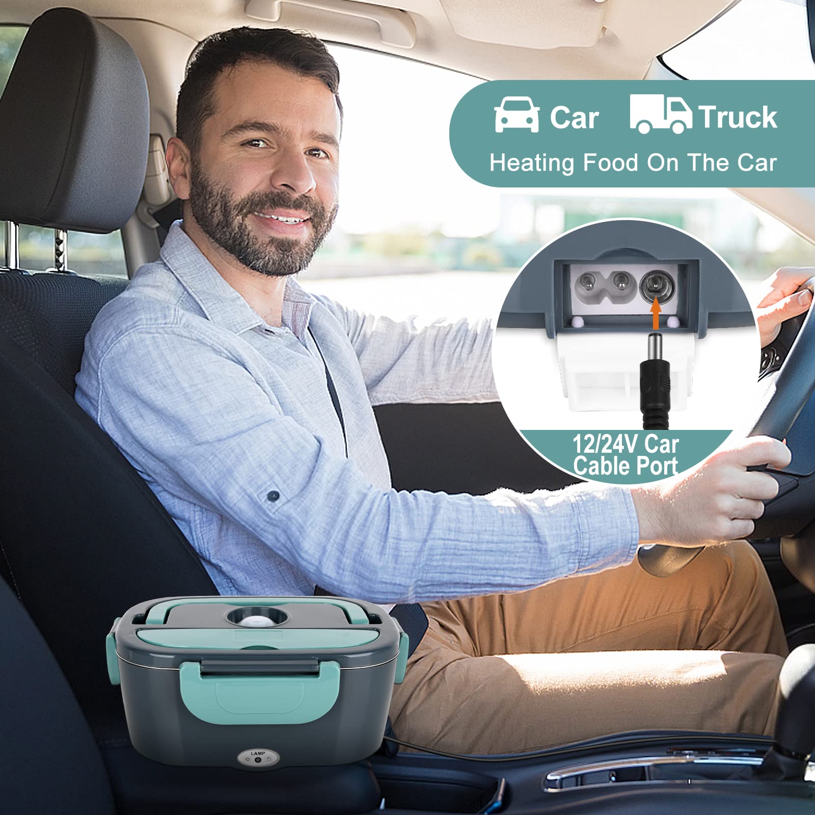 Herrfilk Electric Lunch Box Food Heater, 3 In 1 Ultra Quick Heated Lunch Boxes For Adults, 12V/24V/110V Portable Food Warmer For