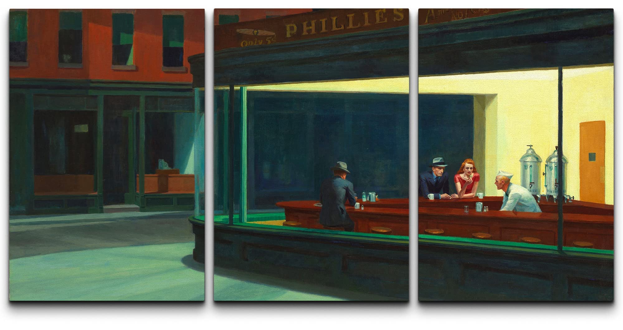 Wall26 Canvas Print Wall Art Set Nighthawks By Edward Hopper Cultural Historic Oil Painting Fine Art Reproduction Scenic For Liv