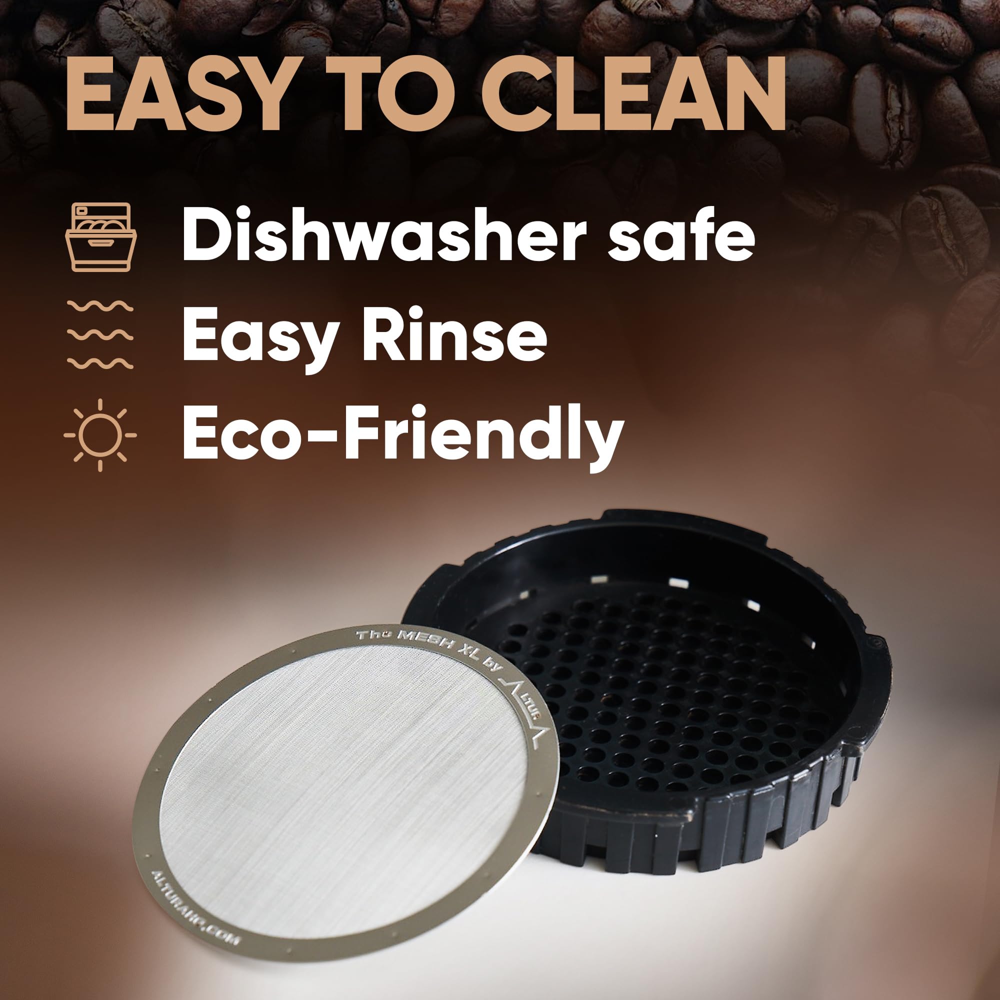 The Mesh Xl: Reusable Metal Filter For Aeropress Xl Coffee Maker. No More Paper Filters.