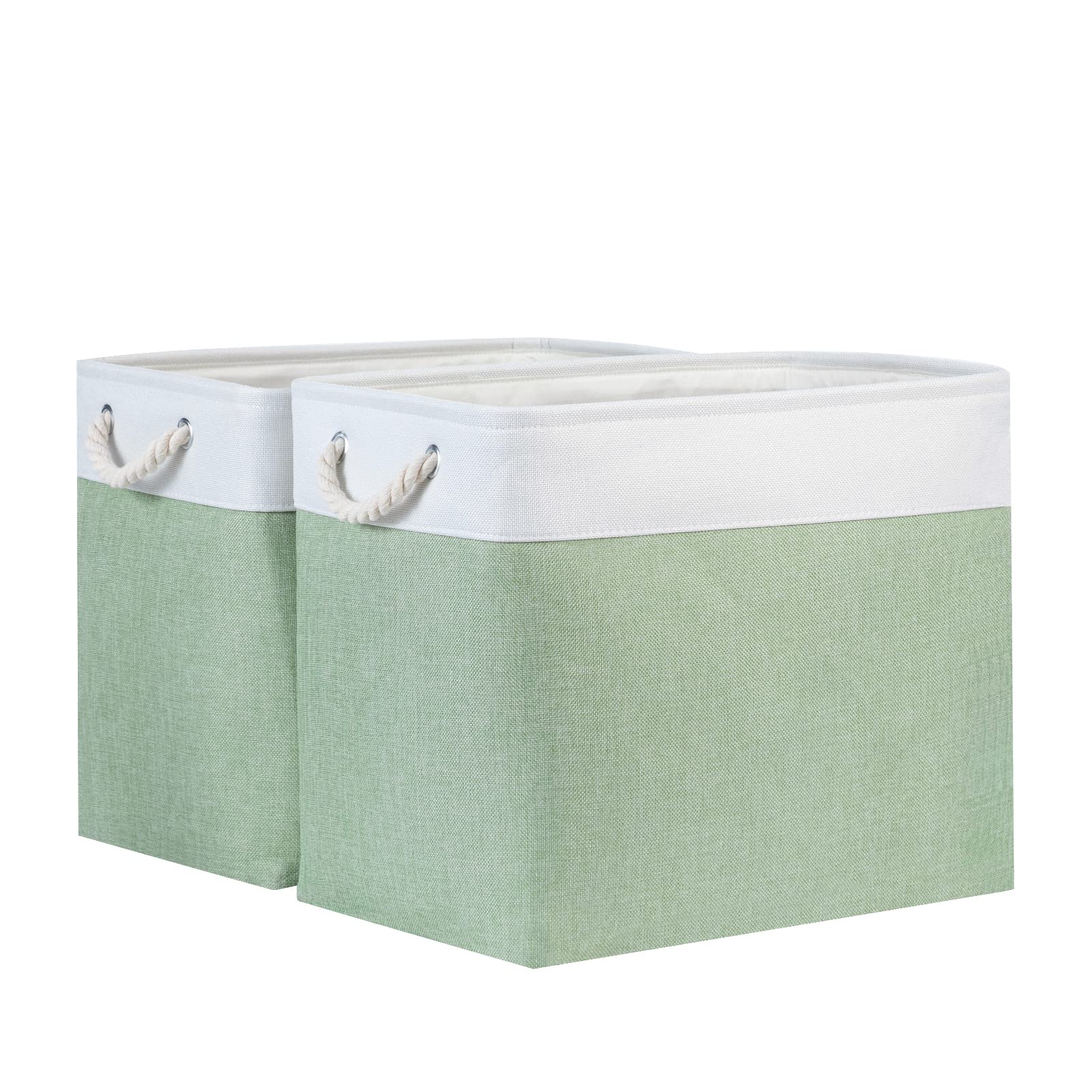 Bidtakay Large Storage Baskets For Nursery Toy Organizer Collapsible Organizing Baskets 17X12X15 In Green Canvas Bins For Organi