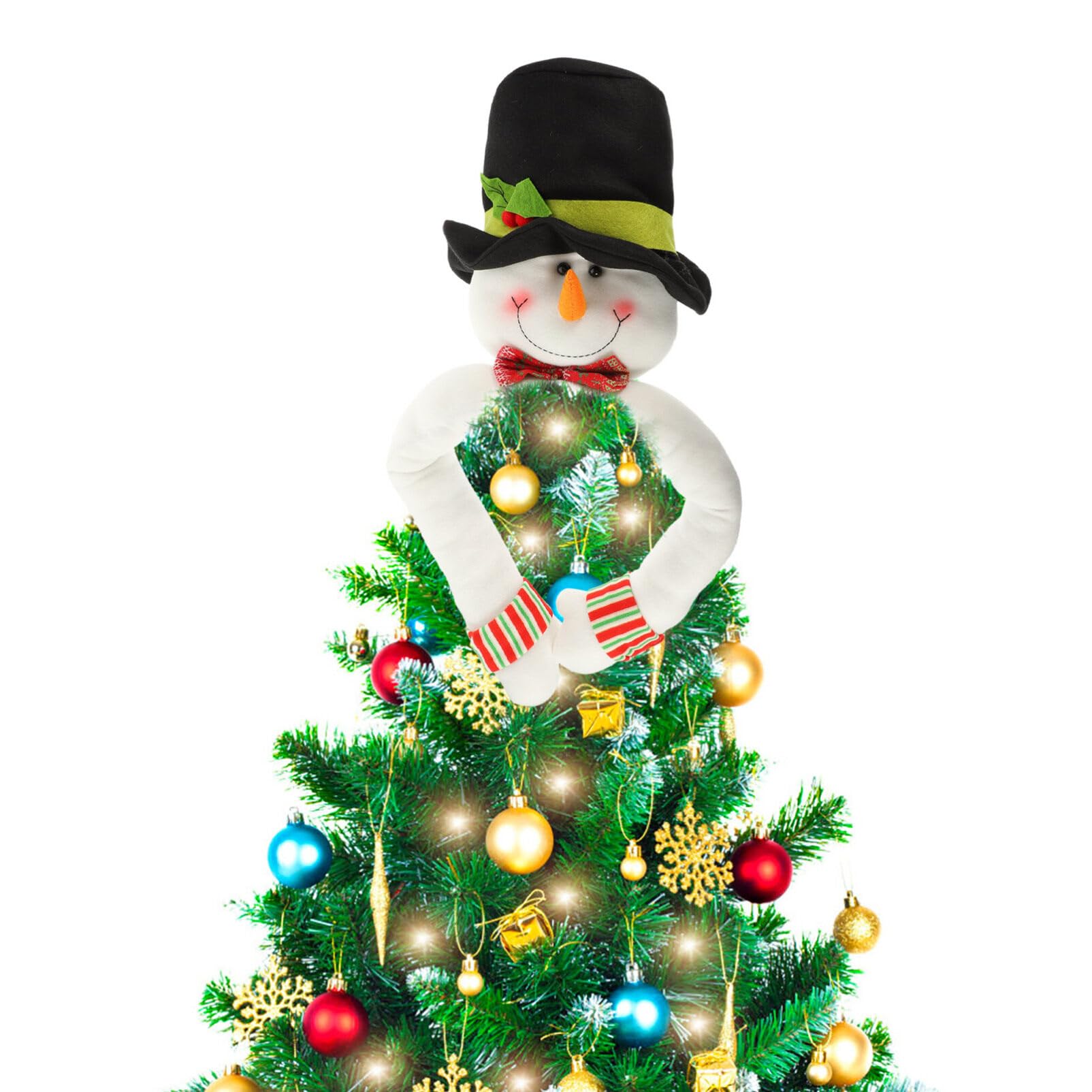 Cabilock Stuffed Christmas Tree Topper Snowman and Santa Claus Treetop Doll Ornament for Holiday Decor Christmas Tree Decoration