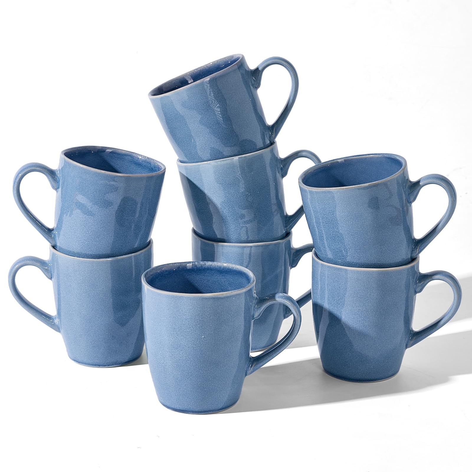 famiware Aurora Coffee Mugs, 14oz Mug Set of 8, Stoneware Cup with Handle