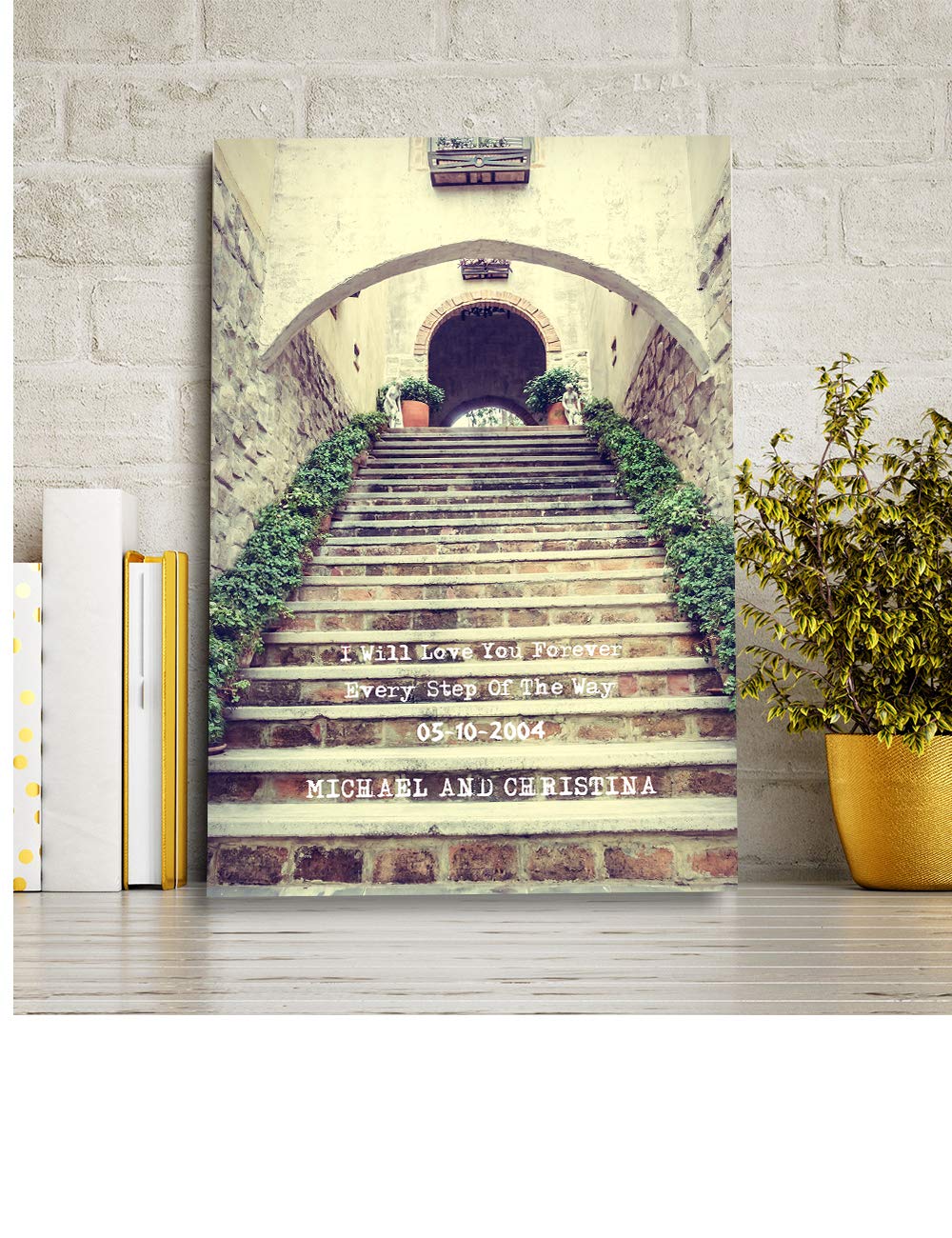 Ipic - Love You Every Step, Personalized Artwork With Names And Date On, Customized Gift For Anniversary,Wedding,Birthday And Ho