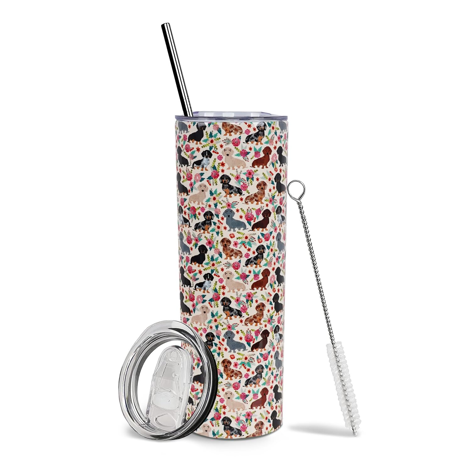 Baiheyi Dachshund Gifts - Dachshund Gifts For Women - Dachshund Insulated Tumblers With Straw And Lid 20 Oz - Dachshund For Dog