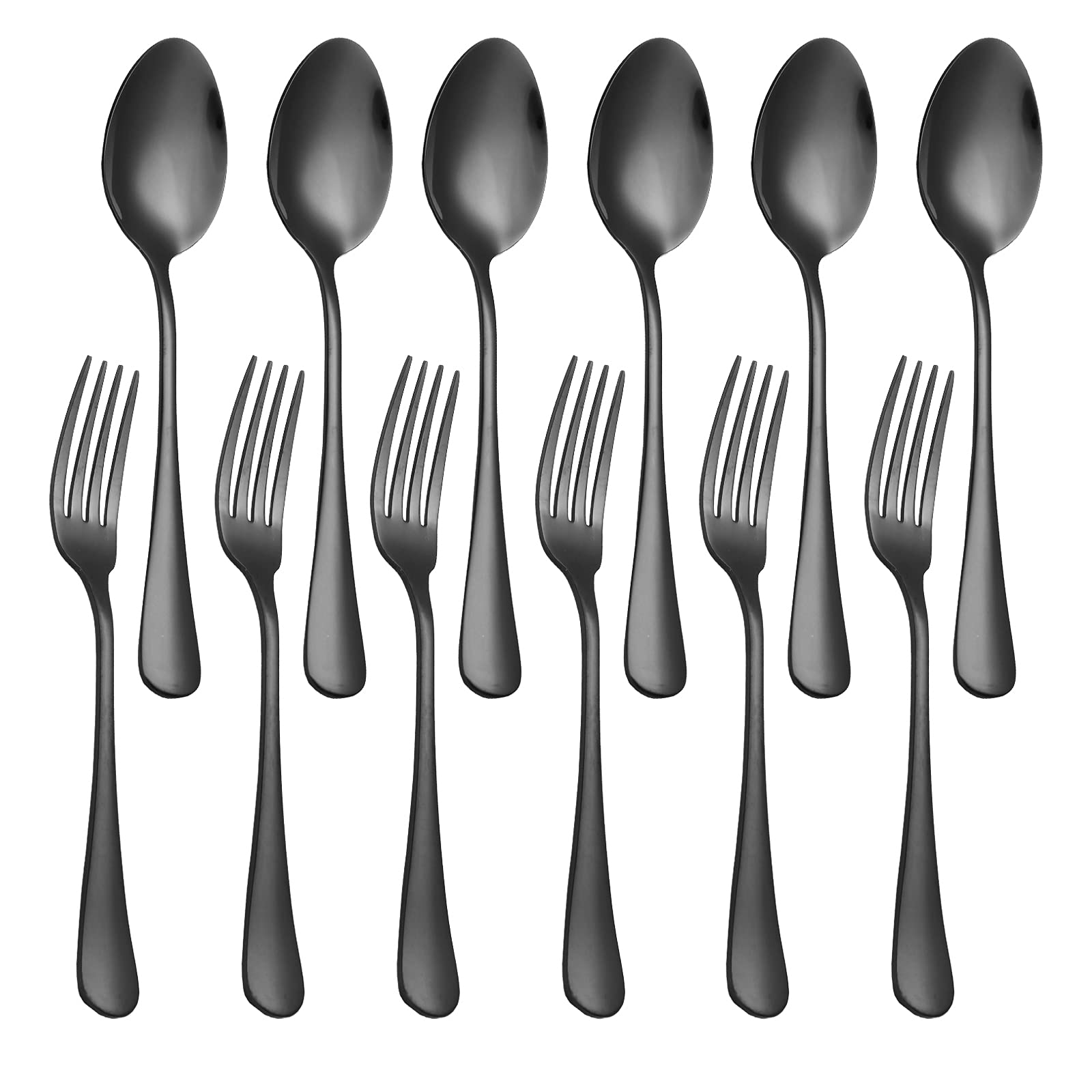 Set Of 12, Stainless Steel Dinner Forks And Spoons Silverware Set, Heavy-Duty Forks (8 Inch) And Spoons (6.7 Inch) Cutlery Set,