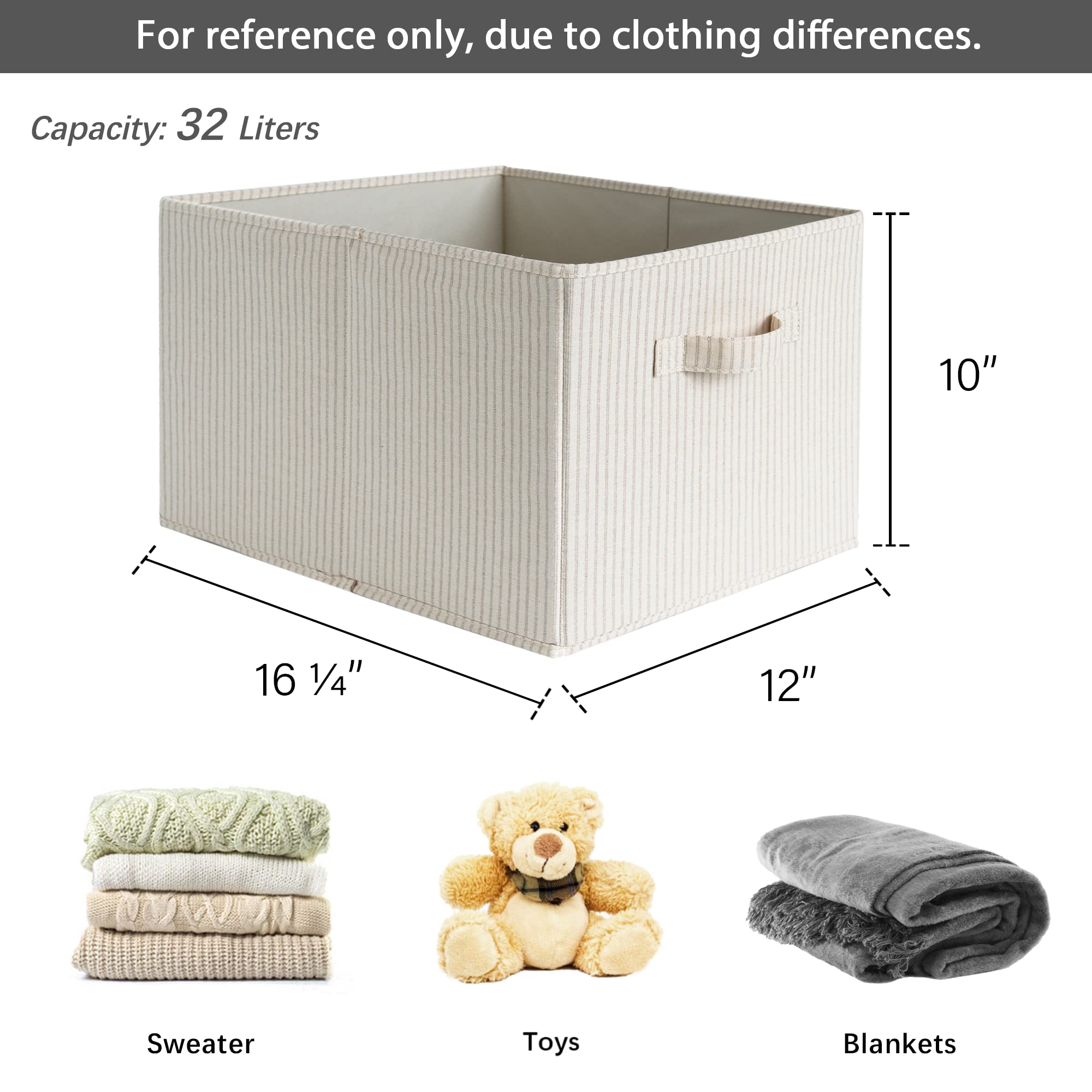 Storageworks Large Closet Organizers With Handles, Rectangular Storage Baskets For Shelves, Foldable Closet Storage Bins For Lin