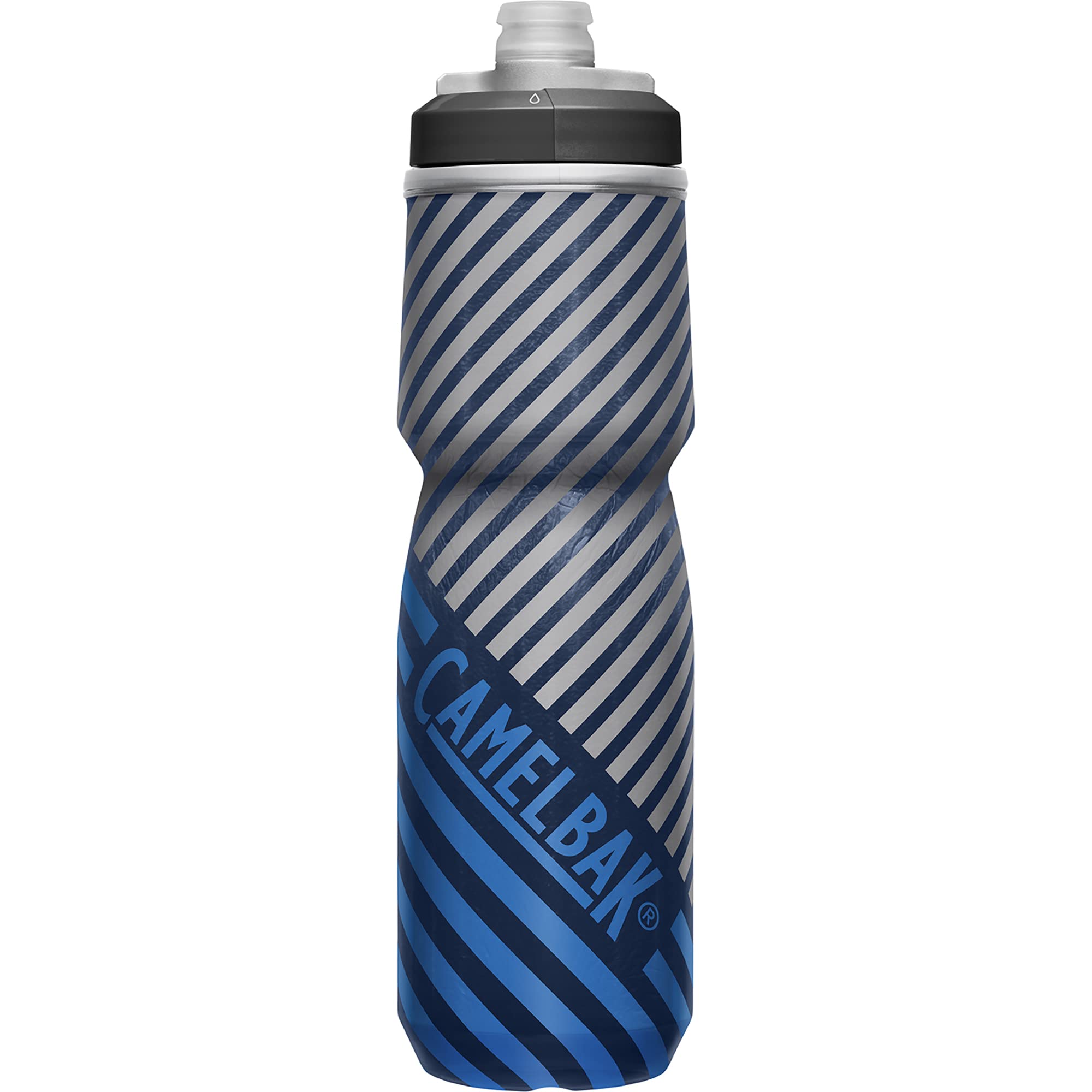 Camelbak Podium Chill Insulated Bike Water Bottle - Easy Squeeze Bottle - Fits Most Bike Cages - 24Oz, Navy Stripe