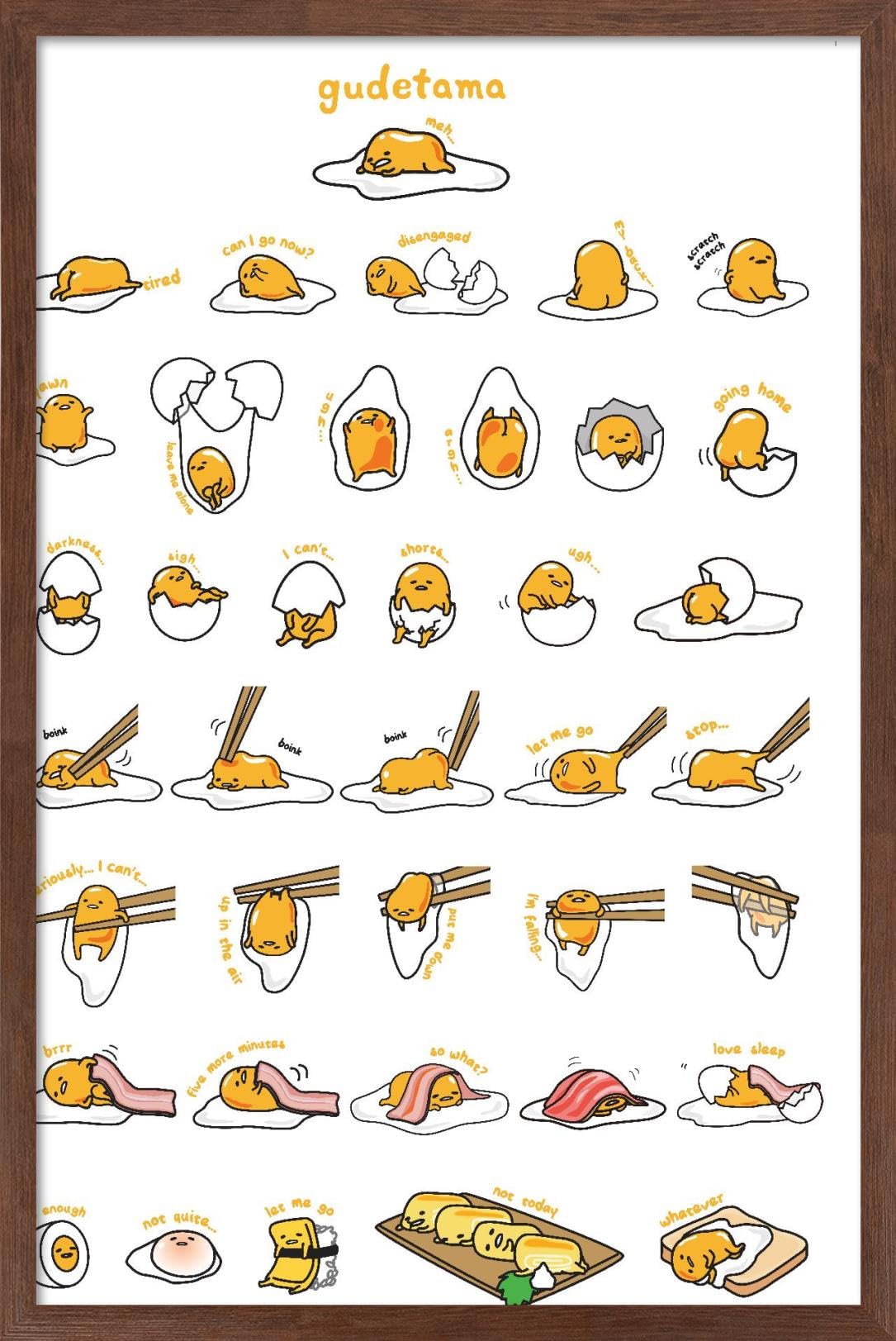Trends International Gudetama - Grid Wall Poster, 14.725'' X 22.375'', Mahogany Framed Version