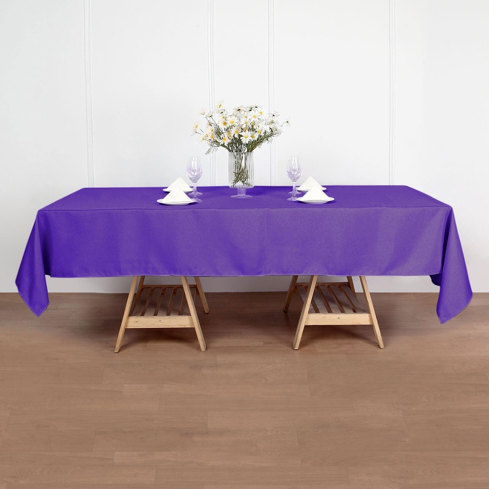 Balsacircle 60X102-Inch Purple Rectangle Polyester Tablecloth Table Cover Linens For Wedding Party Events Kitchen Dining