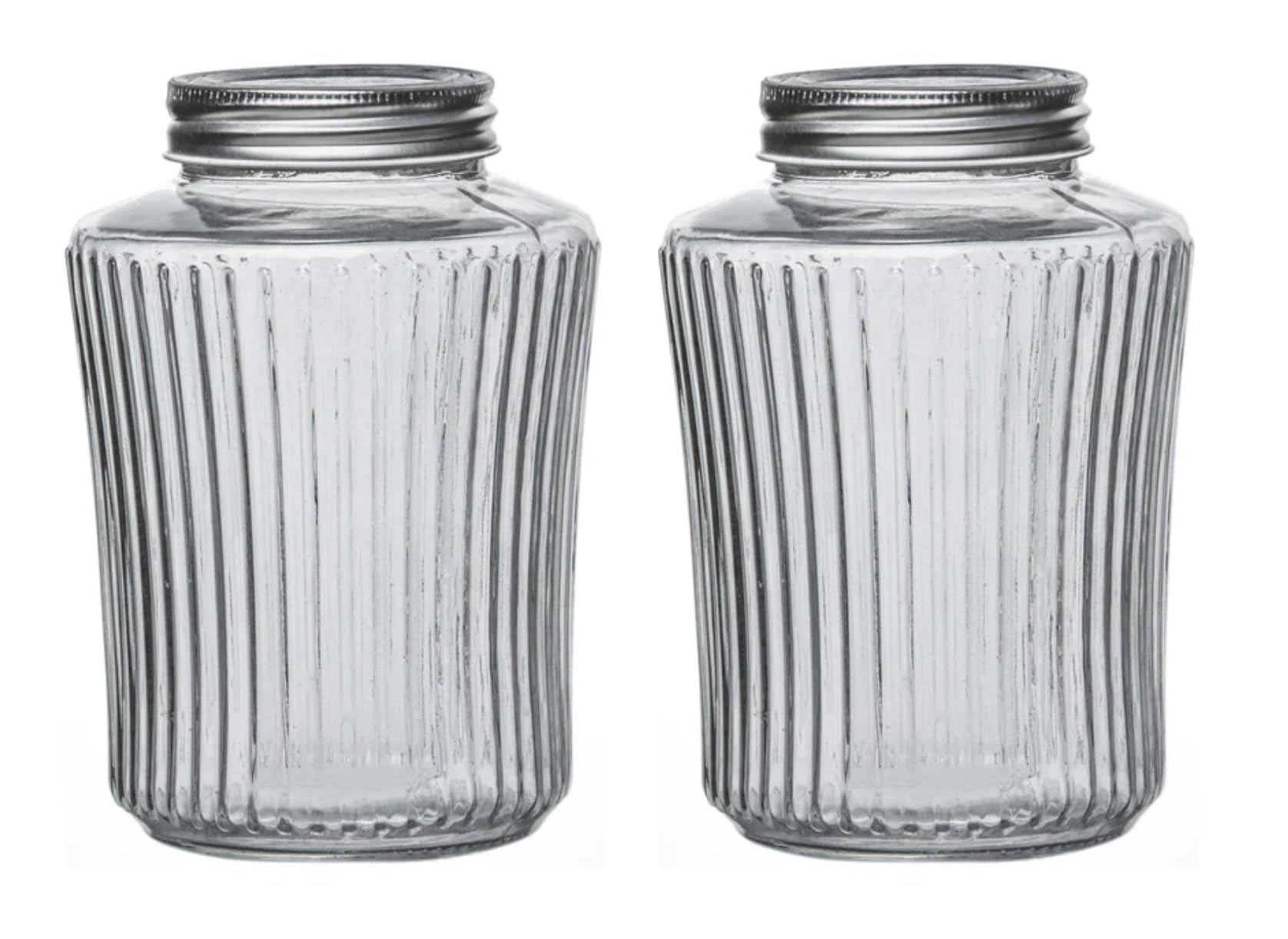 Homies Clear Glass Vertical Stripe Honey Fruit Candy Pickles Dispenser Storage Container Jar With Screw Lids (1000Ml) (2)
