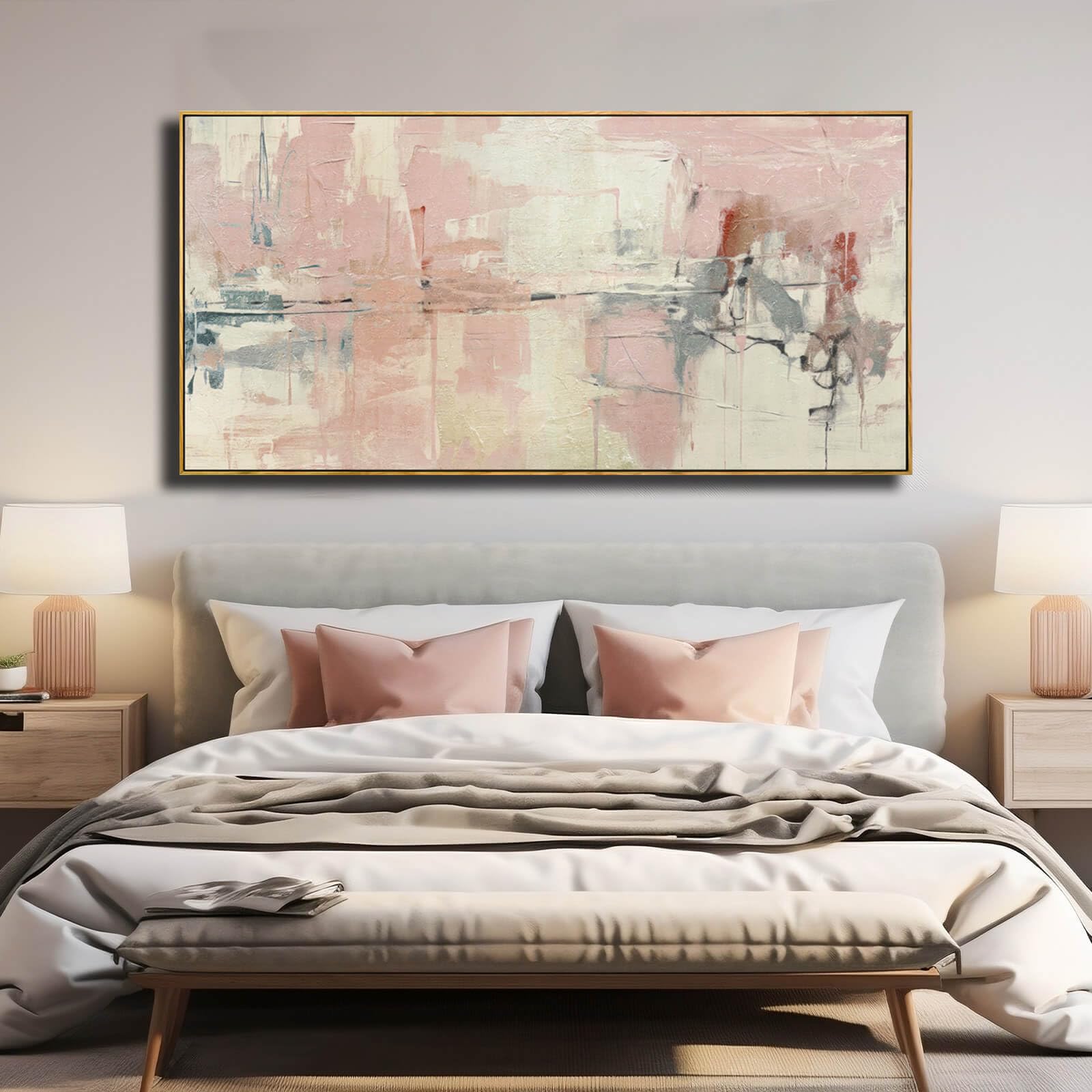 Yjyart Pink Abstract Wall Art Room Decor For Teen Girls Modern Living Room Canvas Wall Art Bedroom Pictures Office Decoration Fo