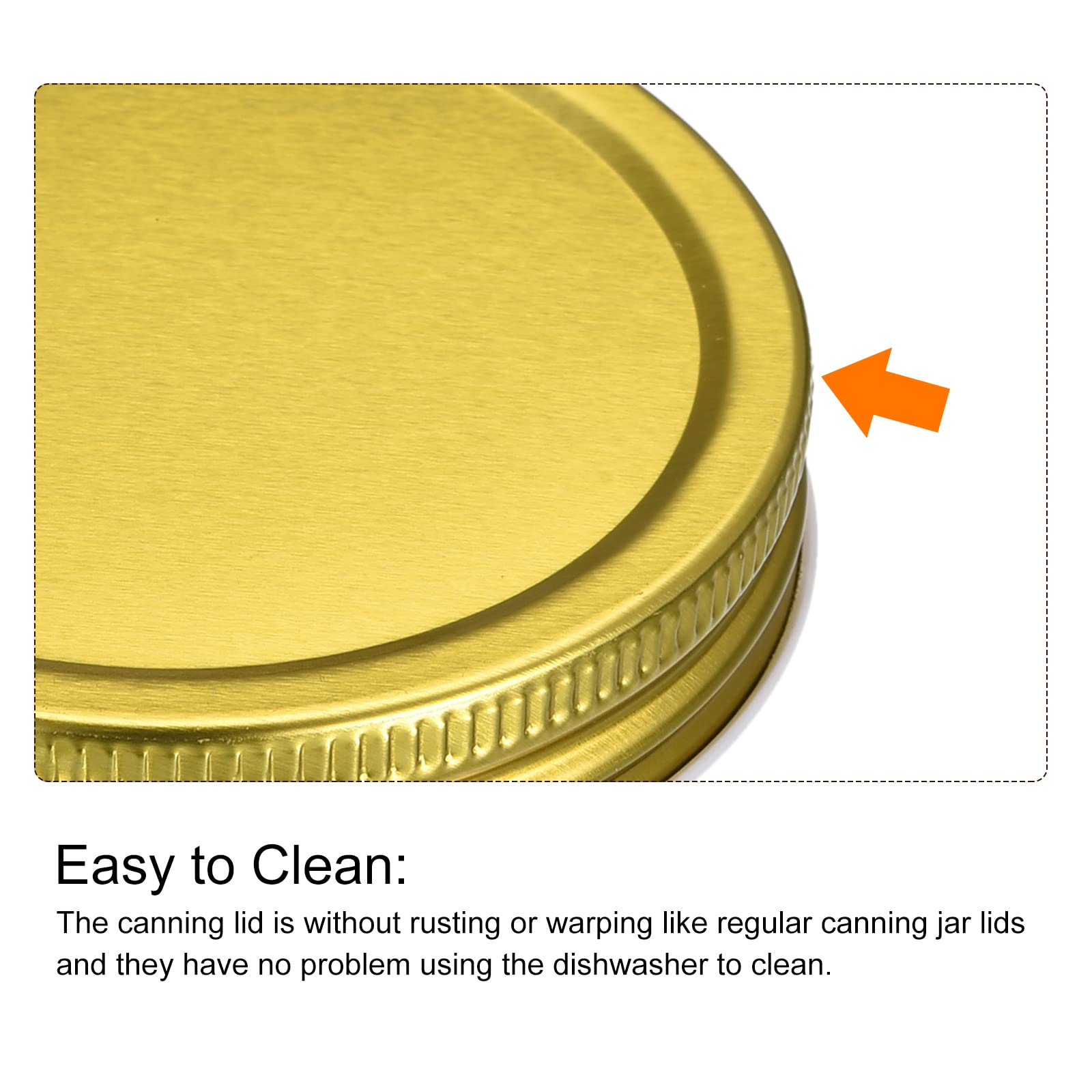 Uxcell Mason Jar Lids, 12 Pcs - Tinplate Canning Lids Wide Mouth Leak Proof Fits Storage Jars (Gold)