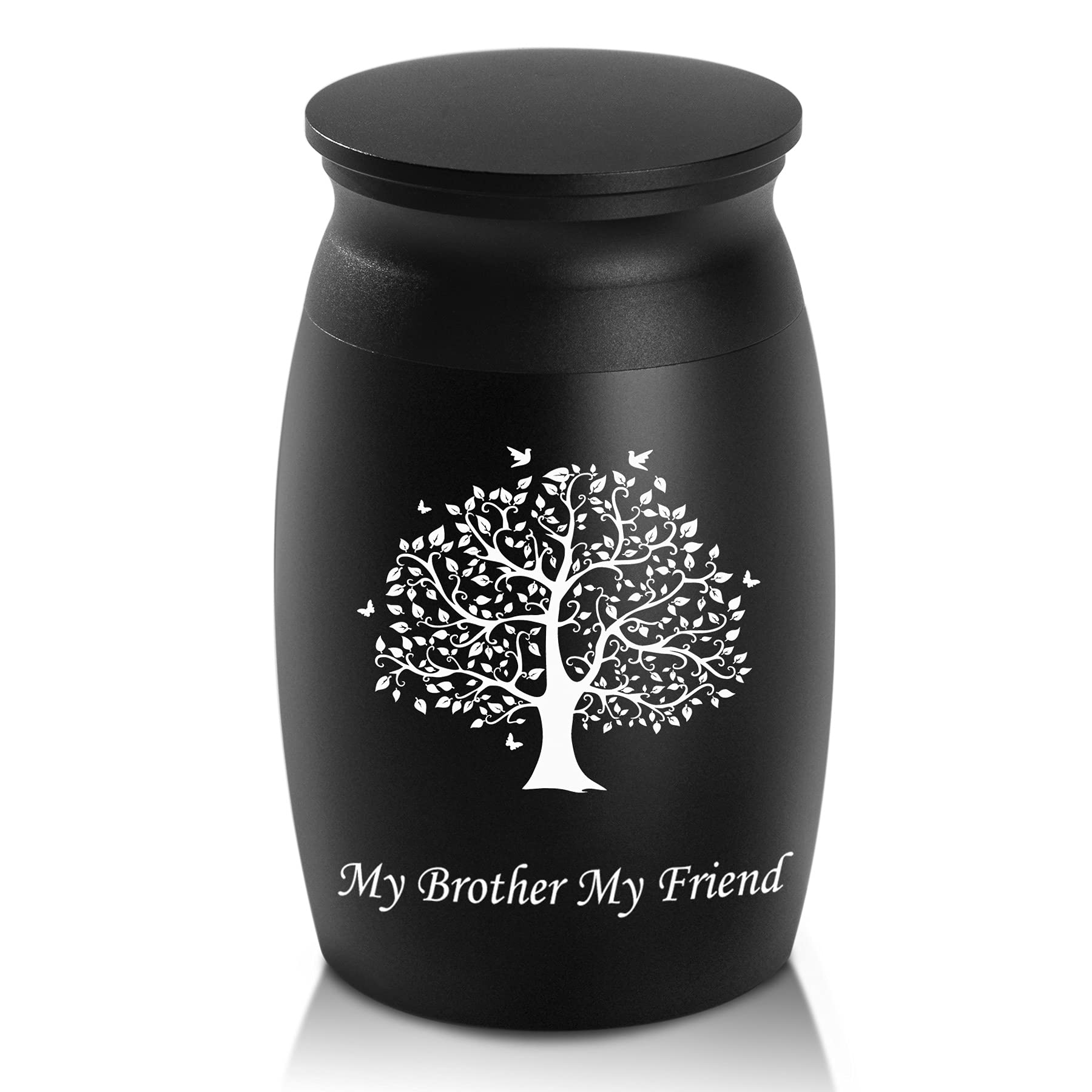 Urns for Brother Ashes, 2.8 High Small Funeral Cremation Urns, Handcrafted Black Memorial Keepsake Urn, Engraved My Brother My F