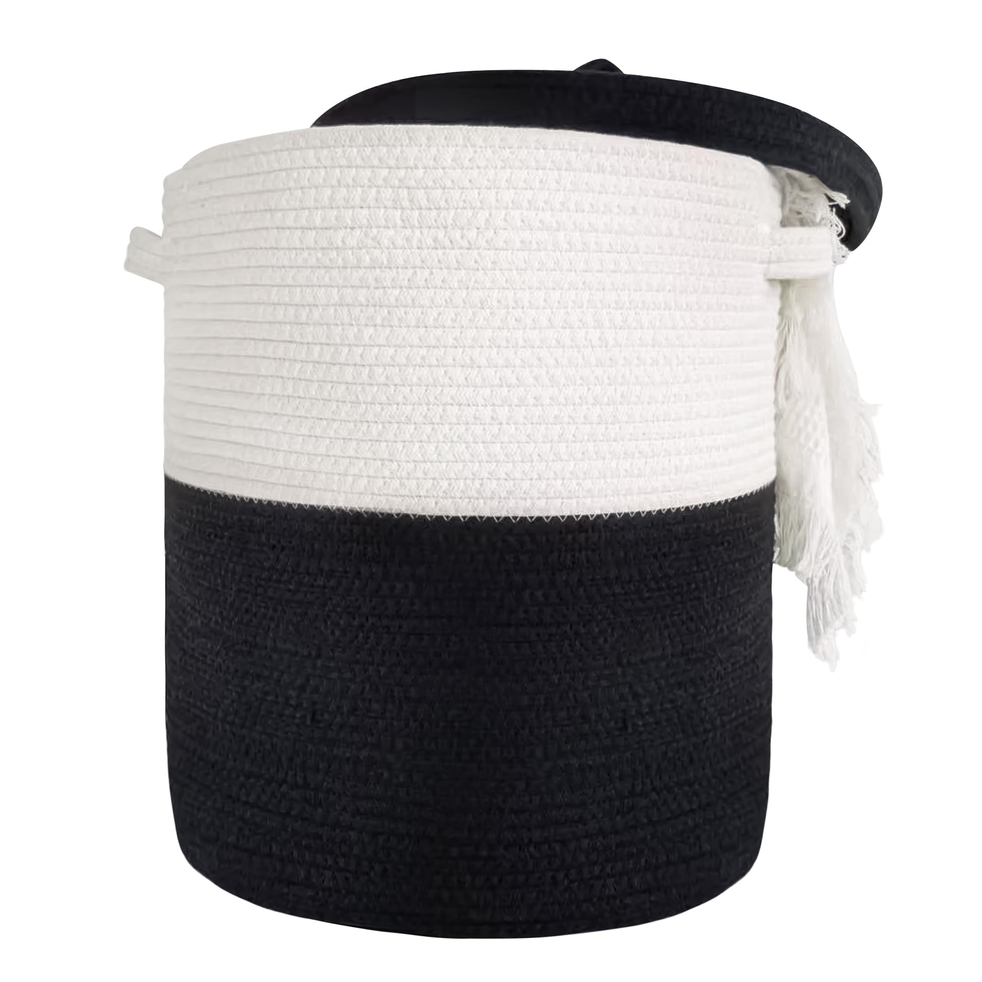 Extra Large Storage Basket With Lid 60L, 16''Wx18''H Woven Laundry Basket With Lid Cotton Laundry Basket, Wicker Basket Blankets