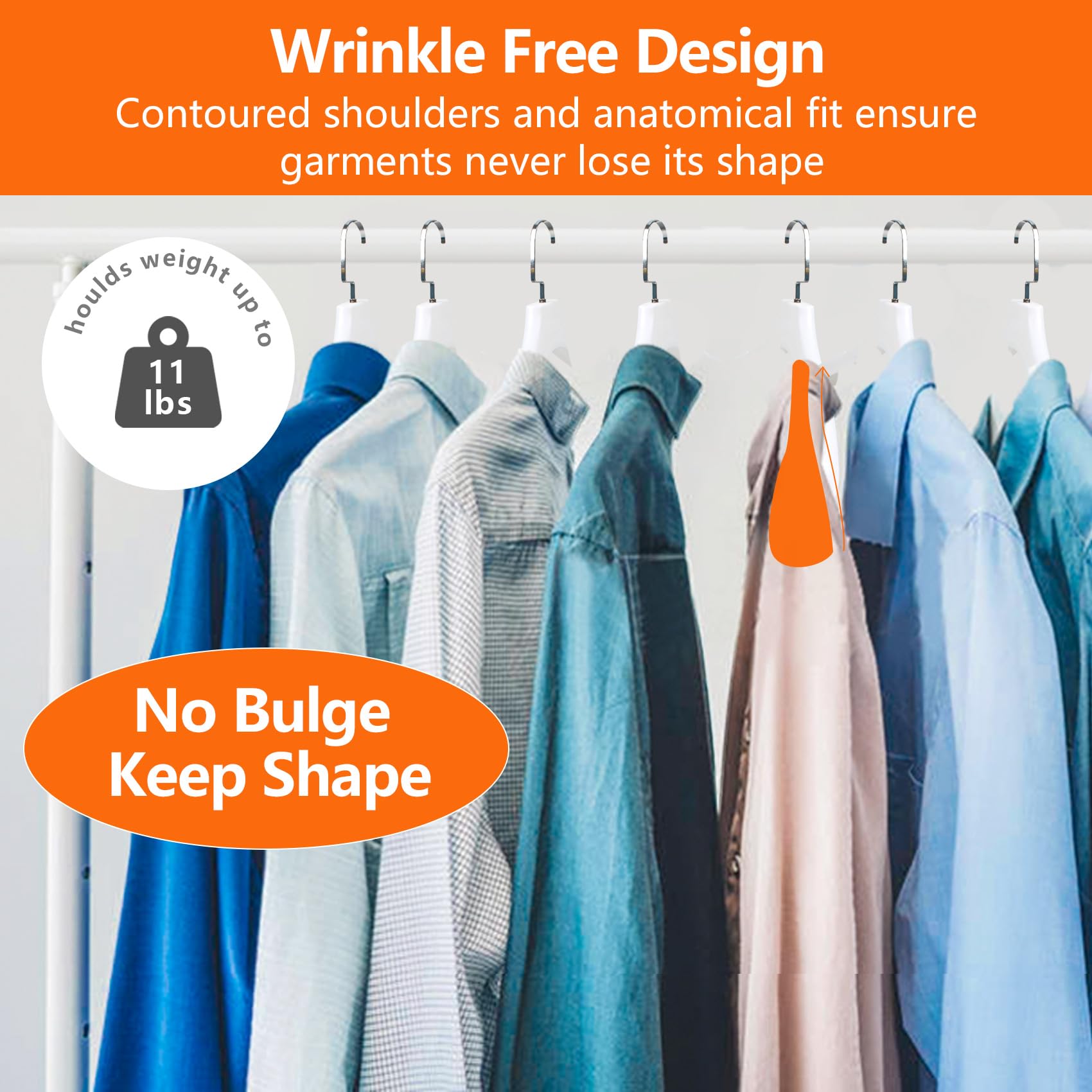 Plastic Extra Wide Suit Hangers  Pack of 20  Width: 17.7'' Notched Shoulders & Swivel Hooks  White