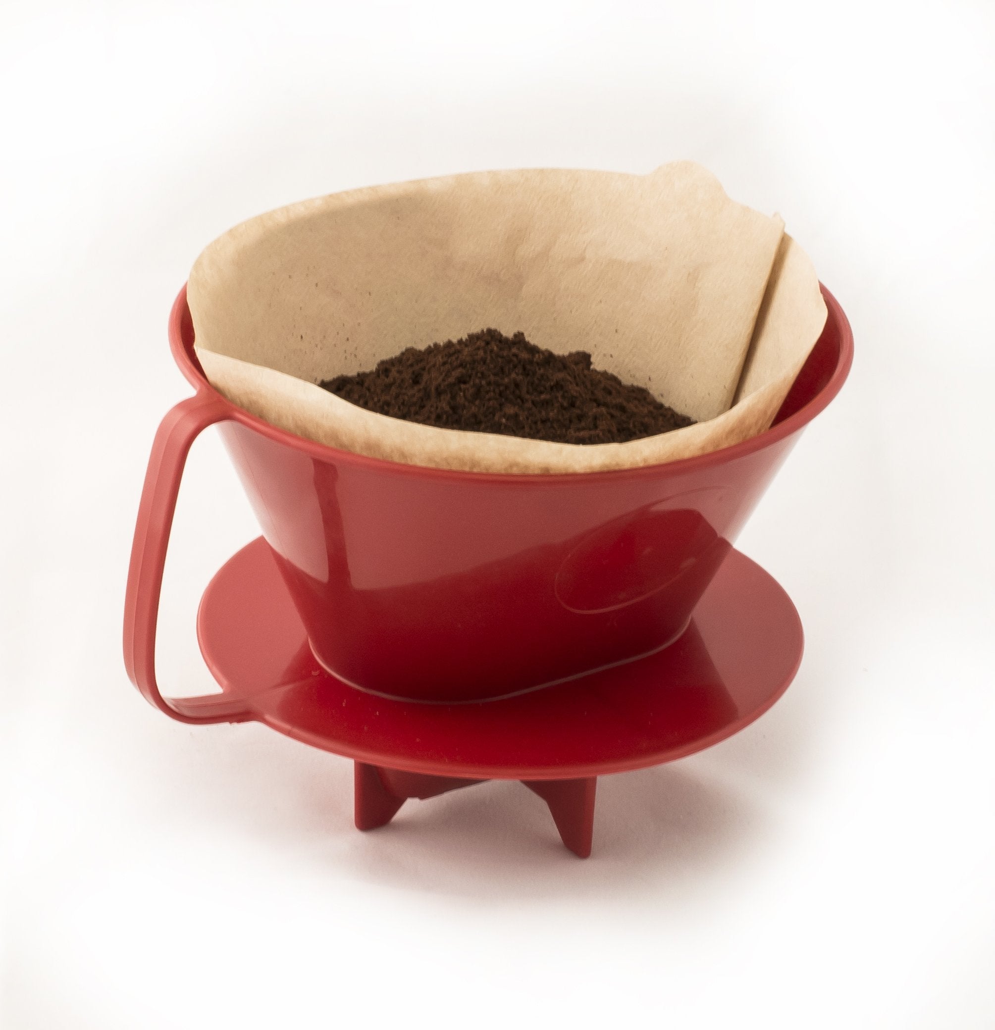 Fino Pour-Over Coffee Brewing Filter Cone, Number 4-Size, Red, Brews 8 To 12-Cups