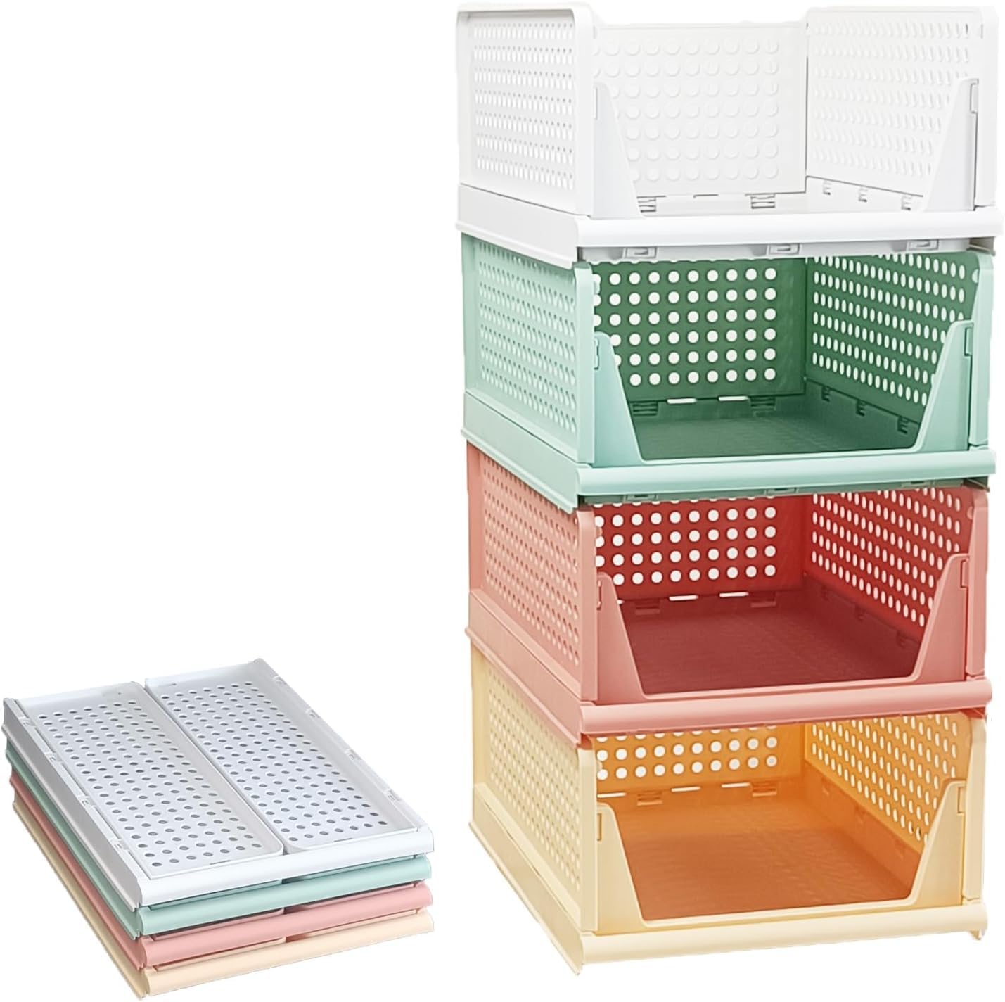Jeyang Stackable Wardrobe Organizer For Clothes  Multipurpose Foldable Plastic Closet Storage Cupboard For Home Kitchen, Bedroo