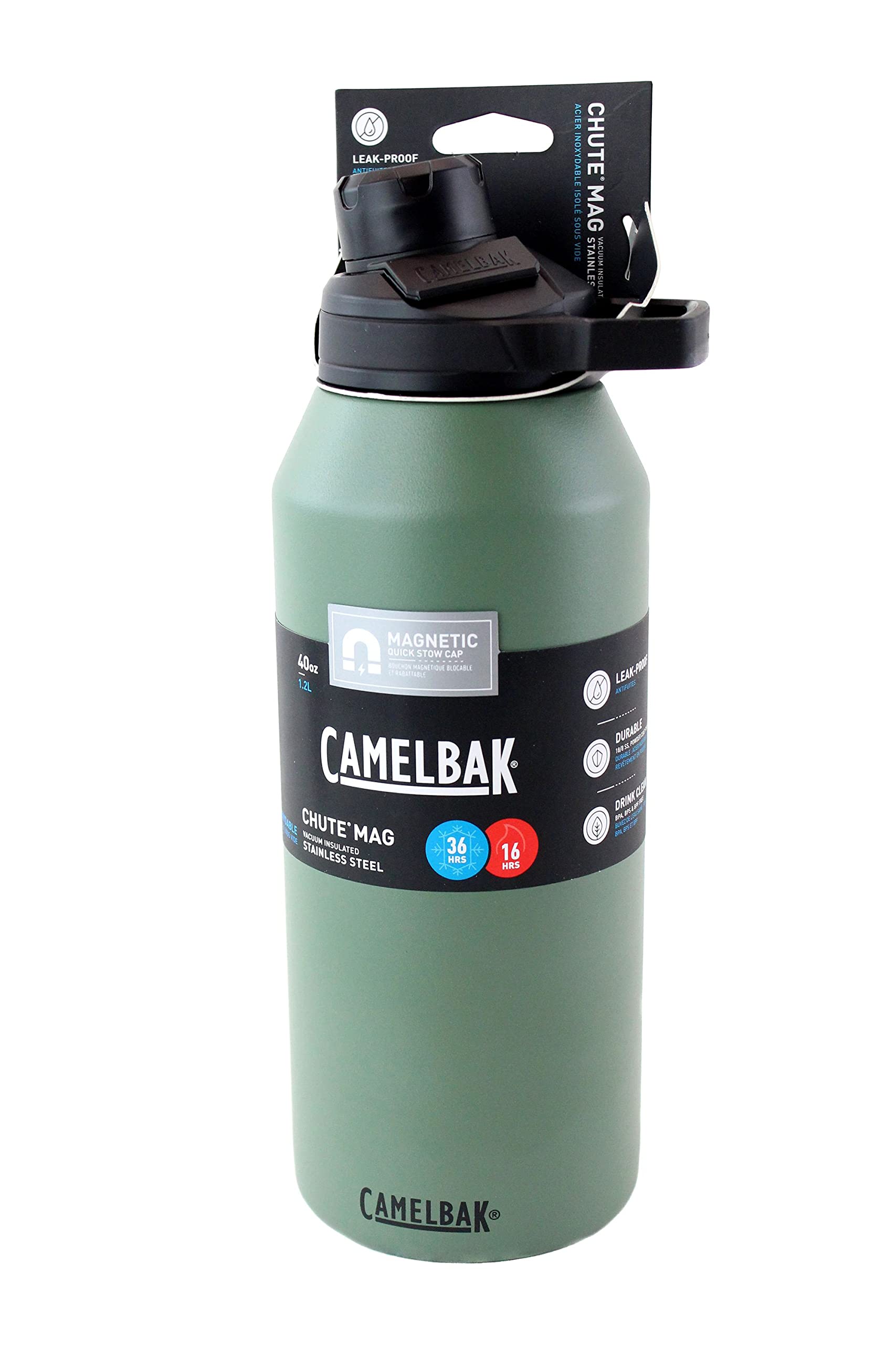 Camelbak Chute Mag 40Oz Vacuum Insulated Stainless Steel Water Bottle, Moss