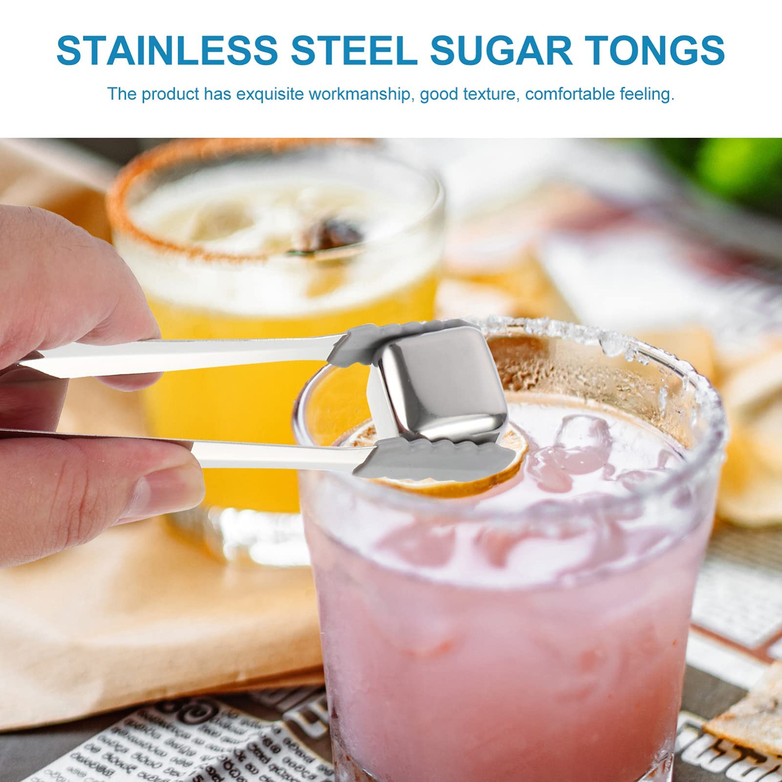 4Pcs Mini Serving Tongs, Stainless Steel Ice Tongs Cube Sugar Tongs With Silicone Tips, Charcuterie Accessories Appetizers Tongs
