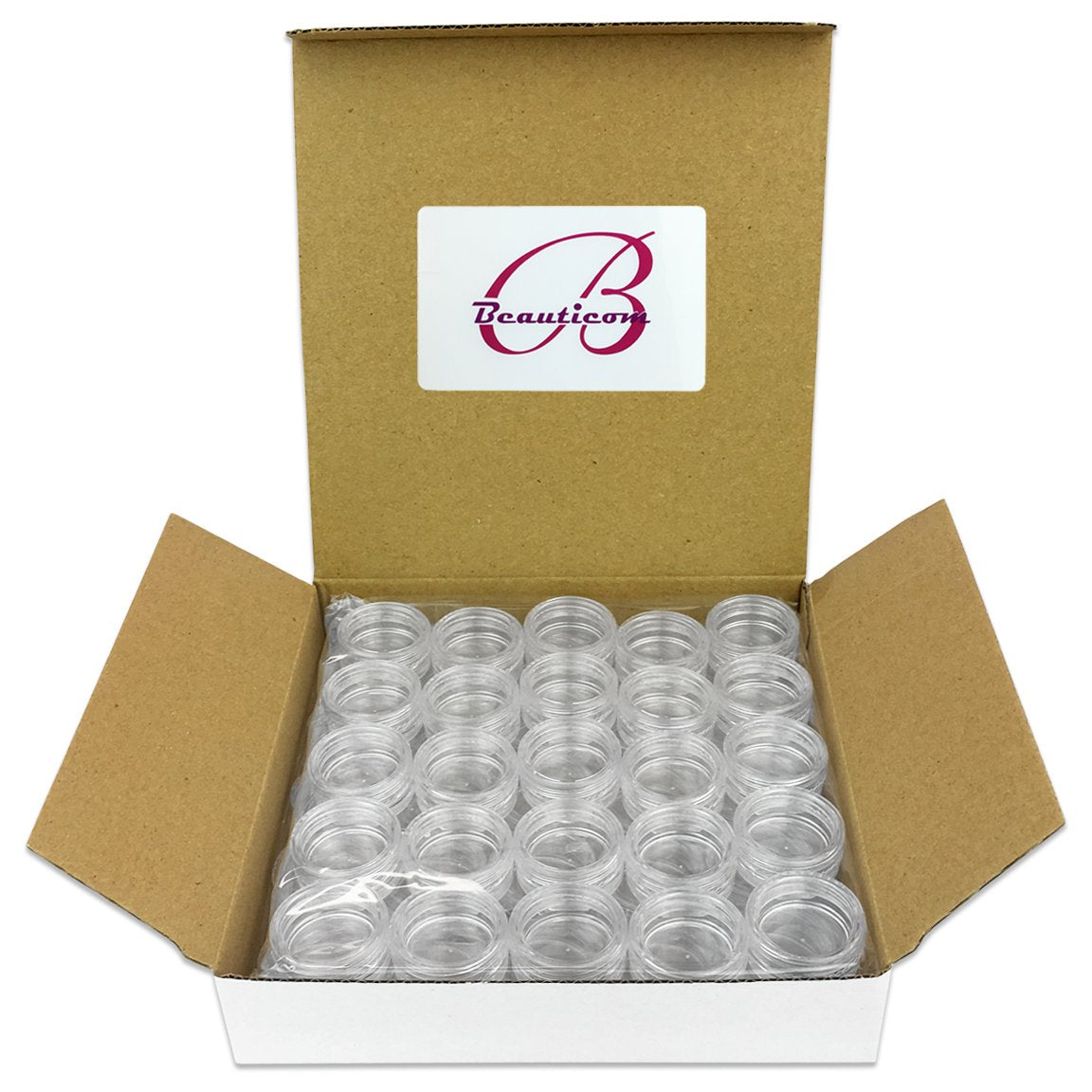 Beauticom 3G/3Ml Round Clear Jars With Screw Cap Lids (Quantity: 200Pcs)