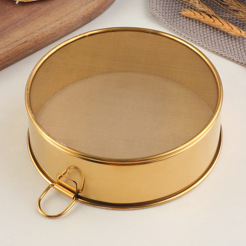 18/10 Stainless Steel Flour Sifter, Kitchen Cake Flour Fine 80 Mesh Strainers Sieve For Baking Cake Bread