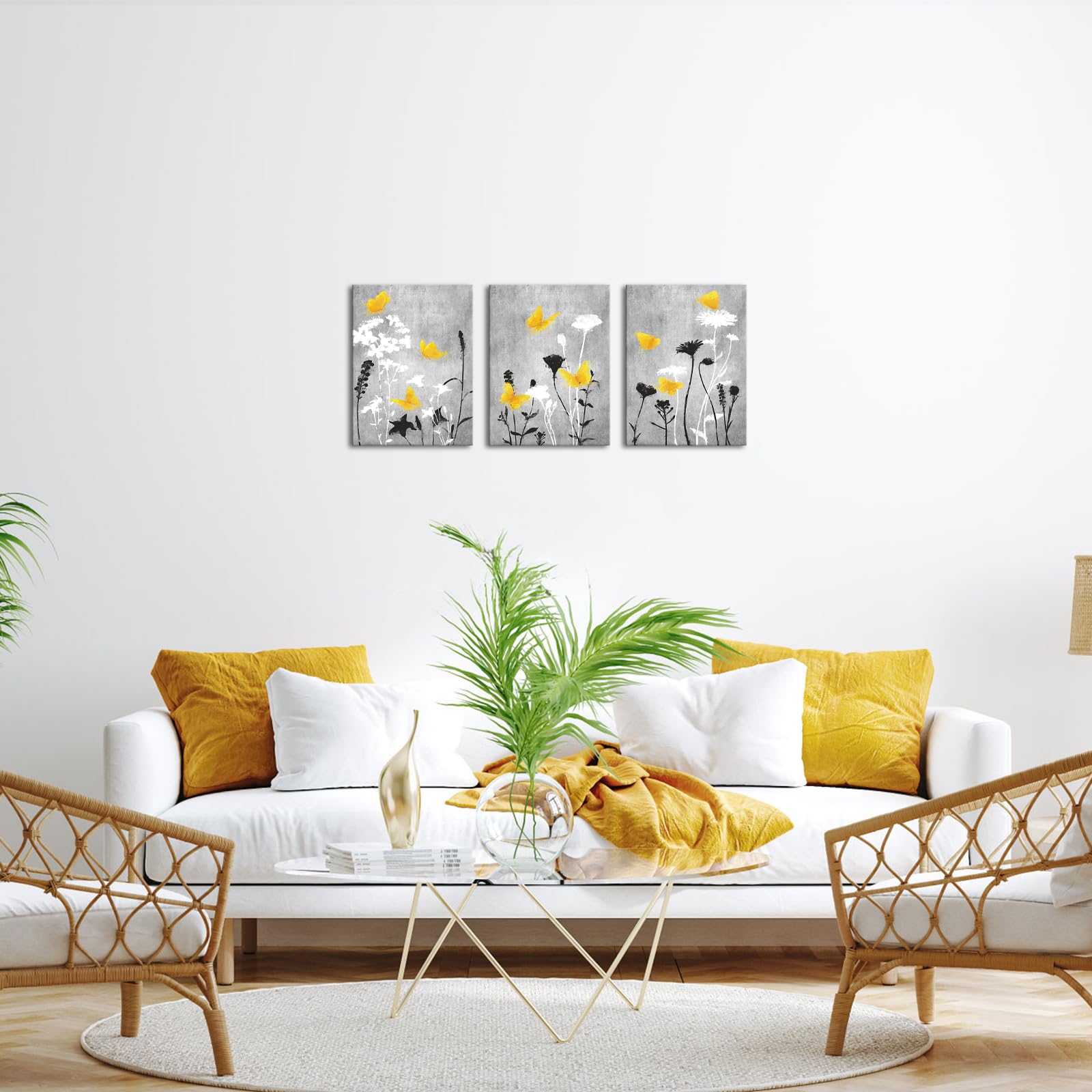 Lovehouse Yellow And Grey Bathroom Flower Wall Art Grey And Yellow Bathroom Pictures Prints Grey Gray Floral Art Decor