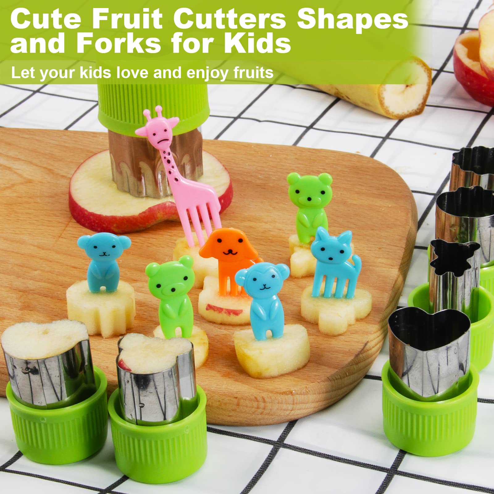 Taounoa Sandwich Cutter Set 34Pcs, 6Pcs Sandwich Cutter And Sealer And 18Pcs Fruit Cutters Shapes For Kids With 10Pcs Cute Anima