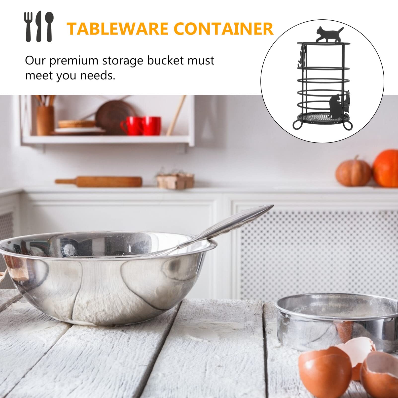 Iron Kitchen Utensil Holder For Countertop Spoon Holder Silverware , Silhouette Chopsticks Holder Spoon And Fork Holder For Kitc