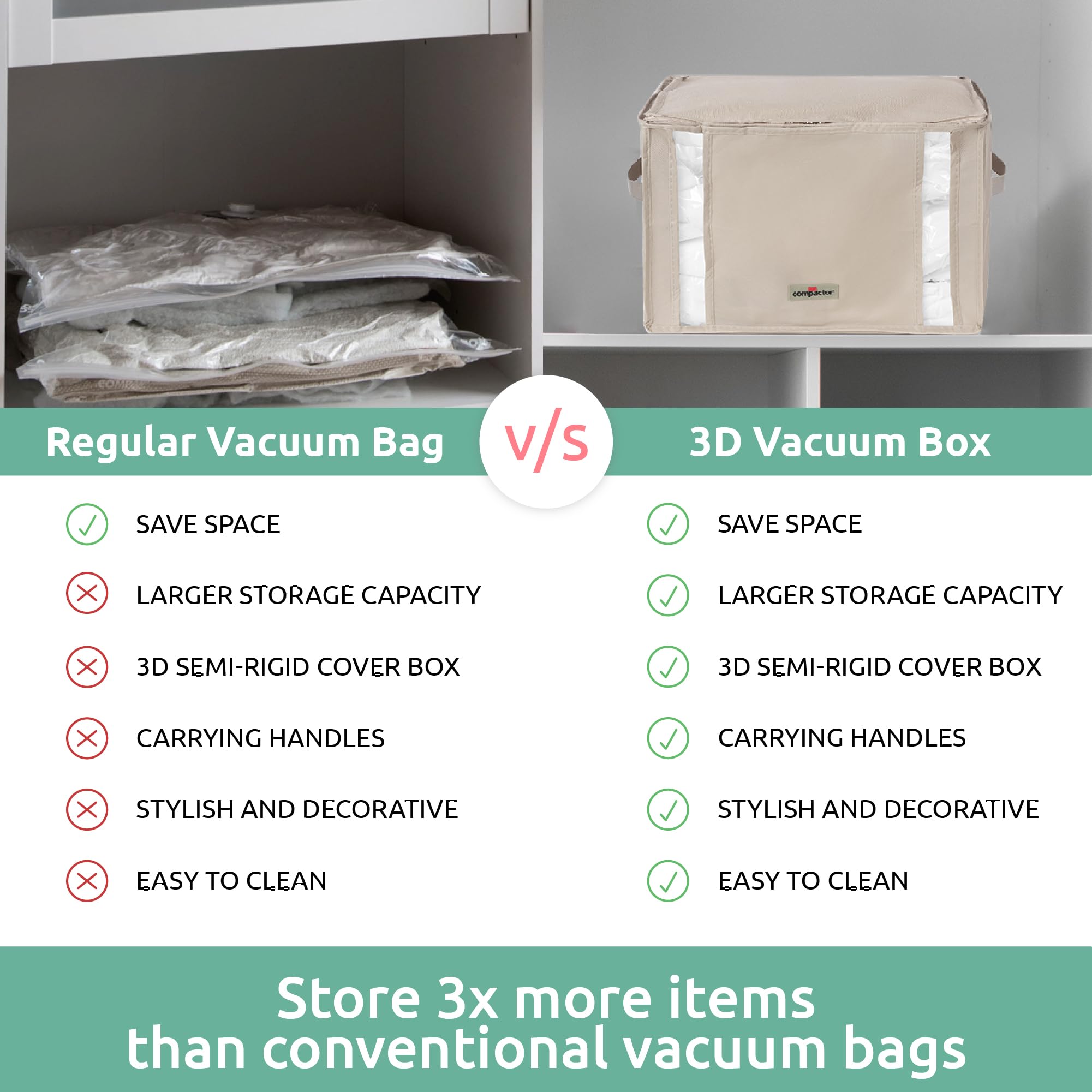 Compactor Vacuum Storage Bag M | Space Saver Vacuum Storage Bags For Clothes, Comforters & Blankets | Ultimate Storage Solution