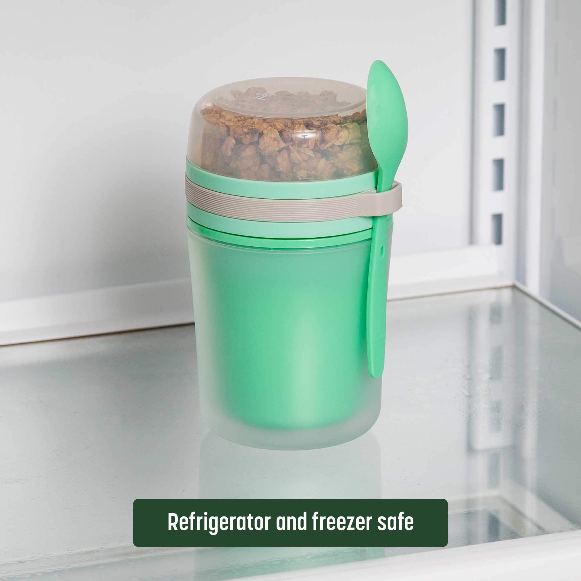 Goodful Double Wall Insulated Yogurt Container, Leak Proof Food Storage, Snack Container With Reusable Plastic Spoon, Microwave