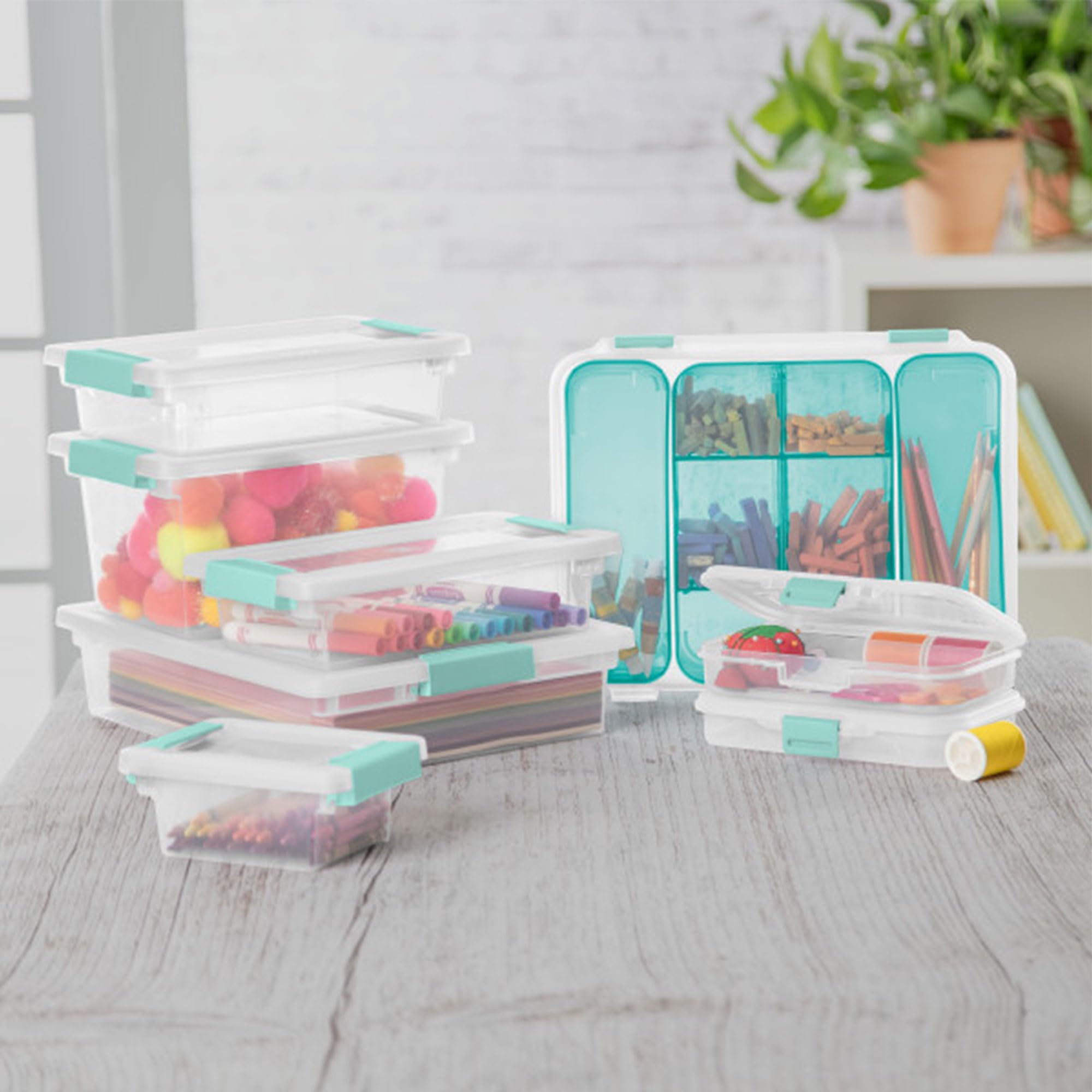 Sterilite 18-Pack Clip Box, Clear Storage For Crafts, Supplies And Office Items, Small