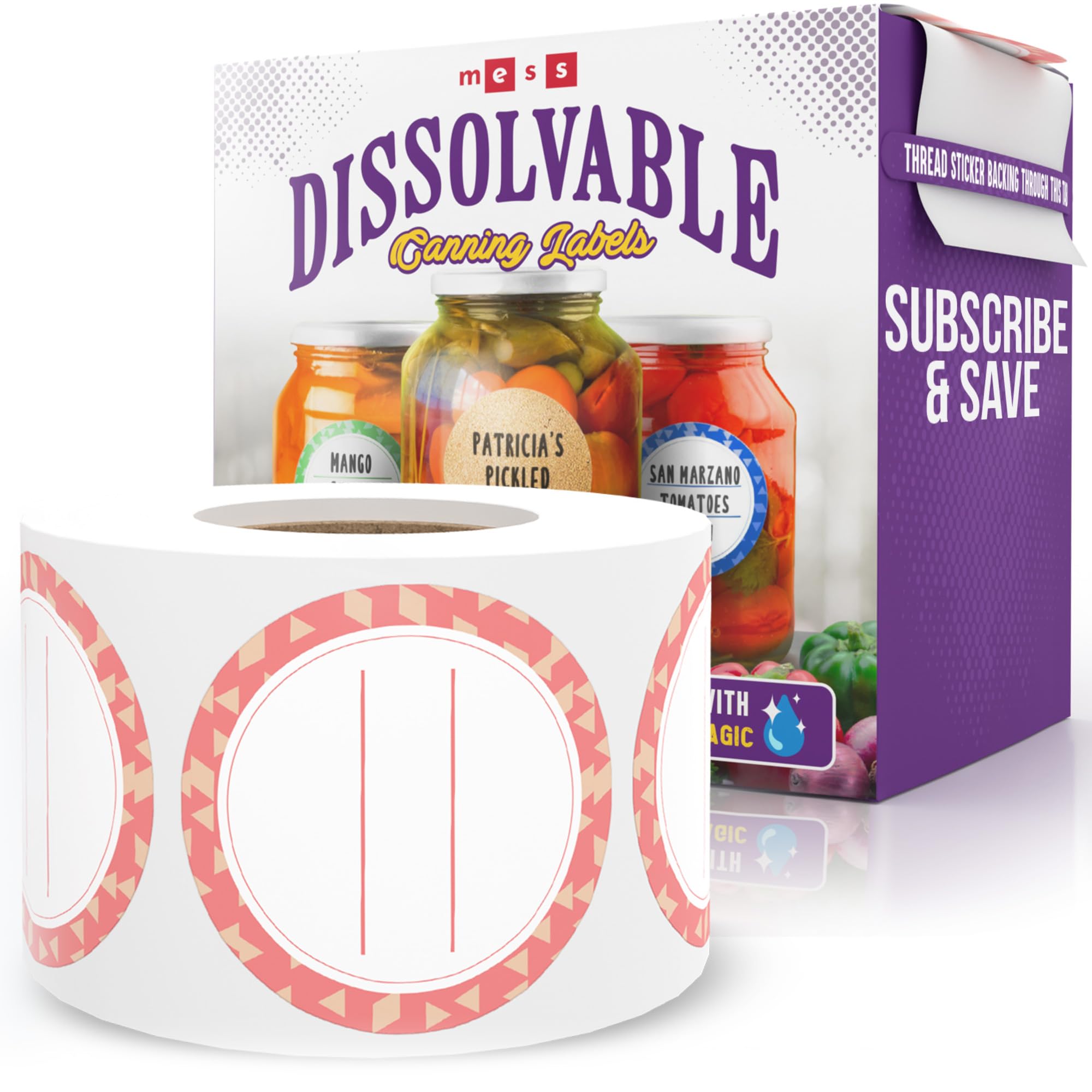 Mess Dissolvable Canning Labels For Jars - 200 Dissolvable Mason Jar Labels - Dissolvable Food Labels For Containers - Jam Homem