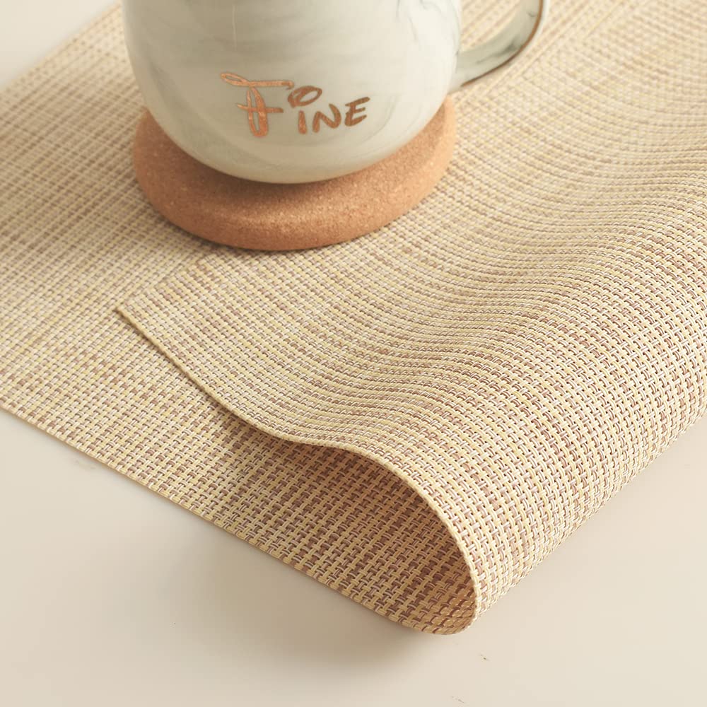 Homedge Pvc Placemat, 4 Pcs Of Non-Slip Heat Resistant Place Mats, Washable Vinyl Placemats, Set Of 4 -Beige
