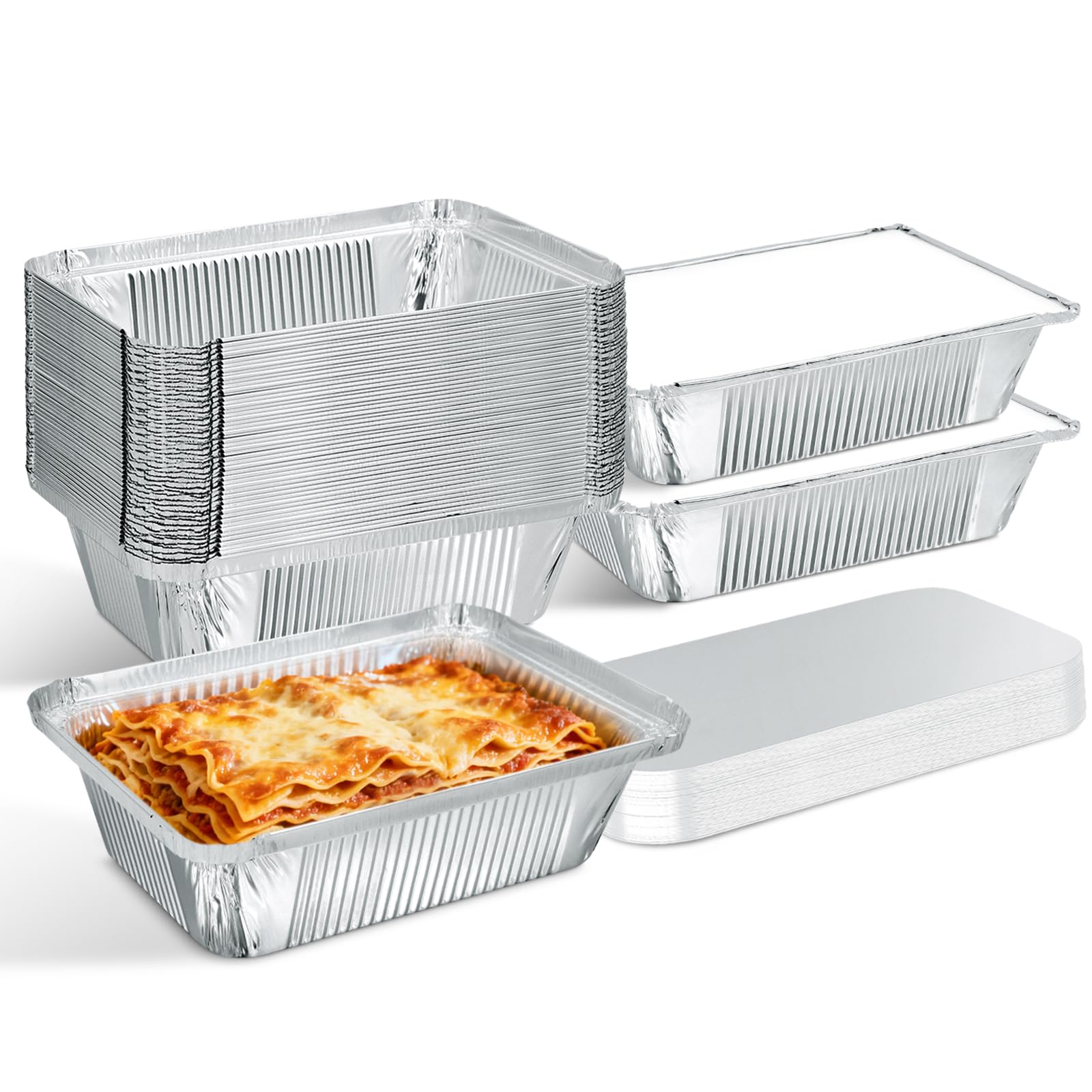 Lideropa 50Pack Small Aluminum Pans with Lids, 8.56, 2.25LB