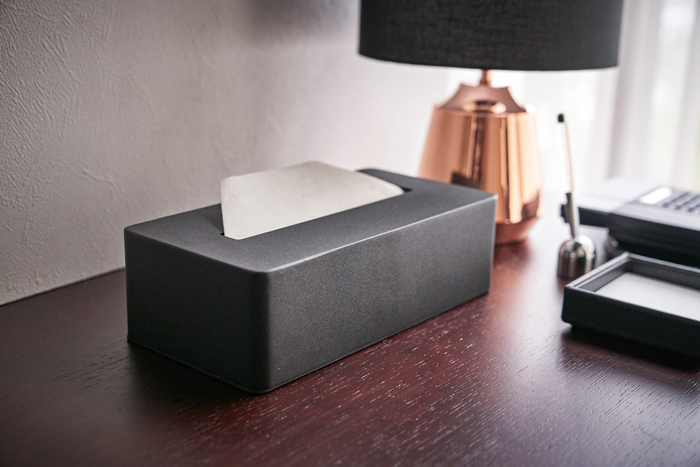 Yamazaki Home Rectangular Reusable Tissue Box Holder Cover Metal Container Case For Kitchen Bathroom Or Bedroom Steel One Size B