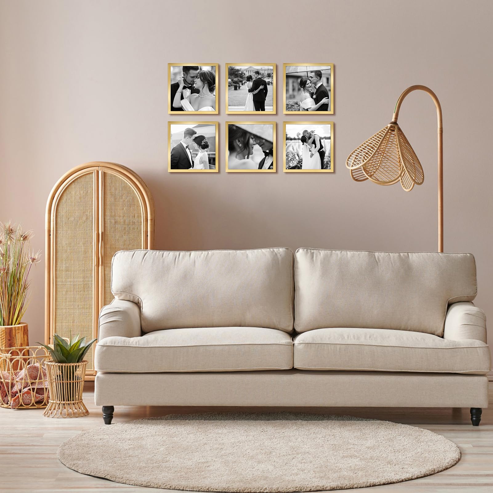 Giftgarden 8x8 Picture Frame Gold, 8 by 8 Thin Square Photo Frame for Gallery Wall Tabletop Display, Single