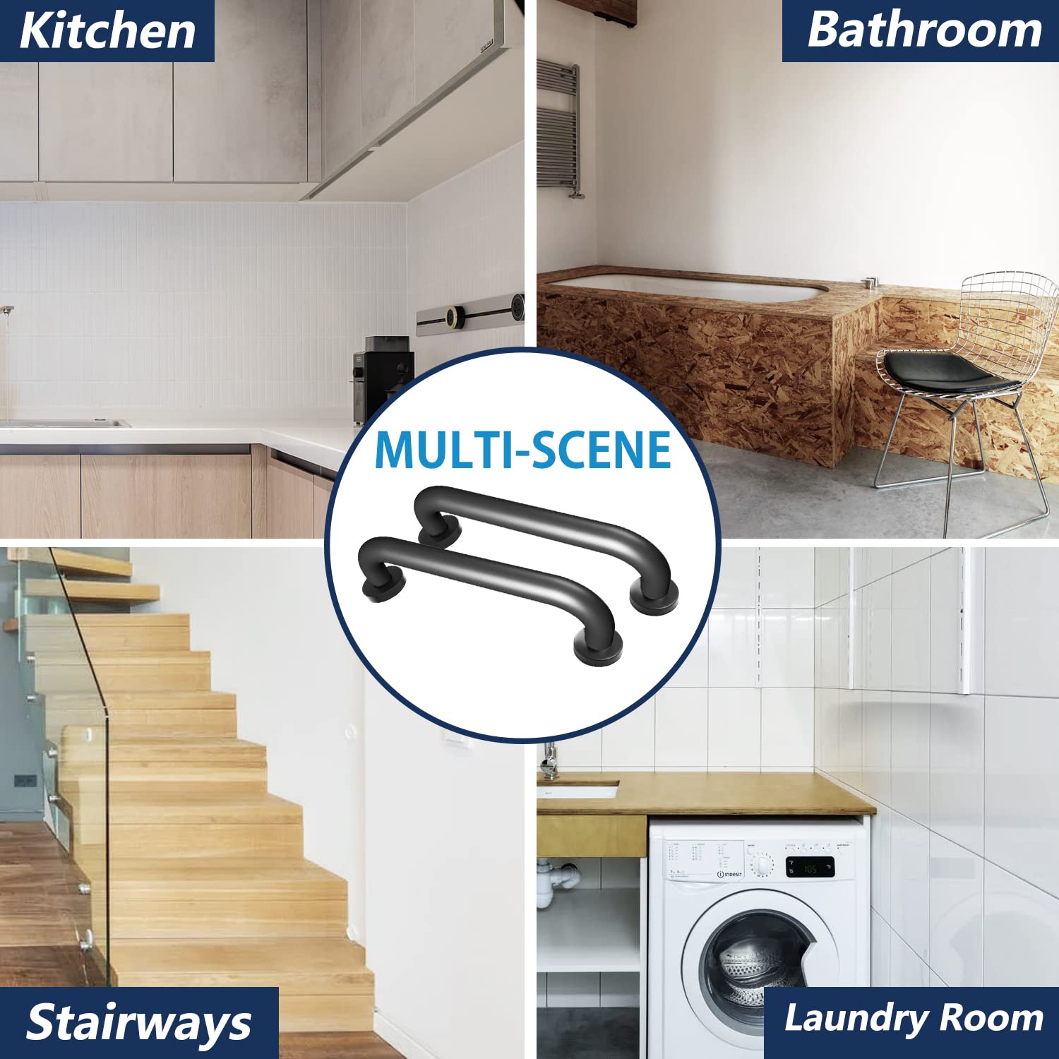 Safety Handle Bar Iron Outdoor Deck Rail Safety Handle Bar Banister Rail Bath Handle Shower Handle Indoor & Outdoor Deck Hand Ra