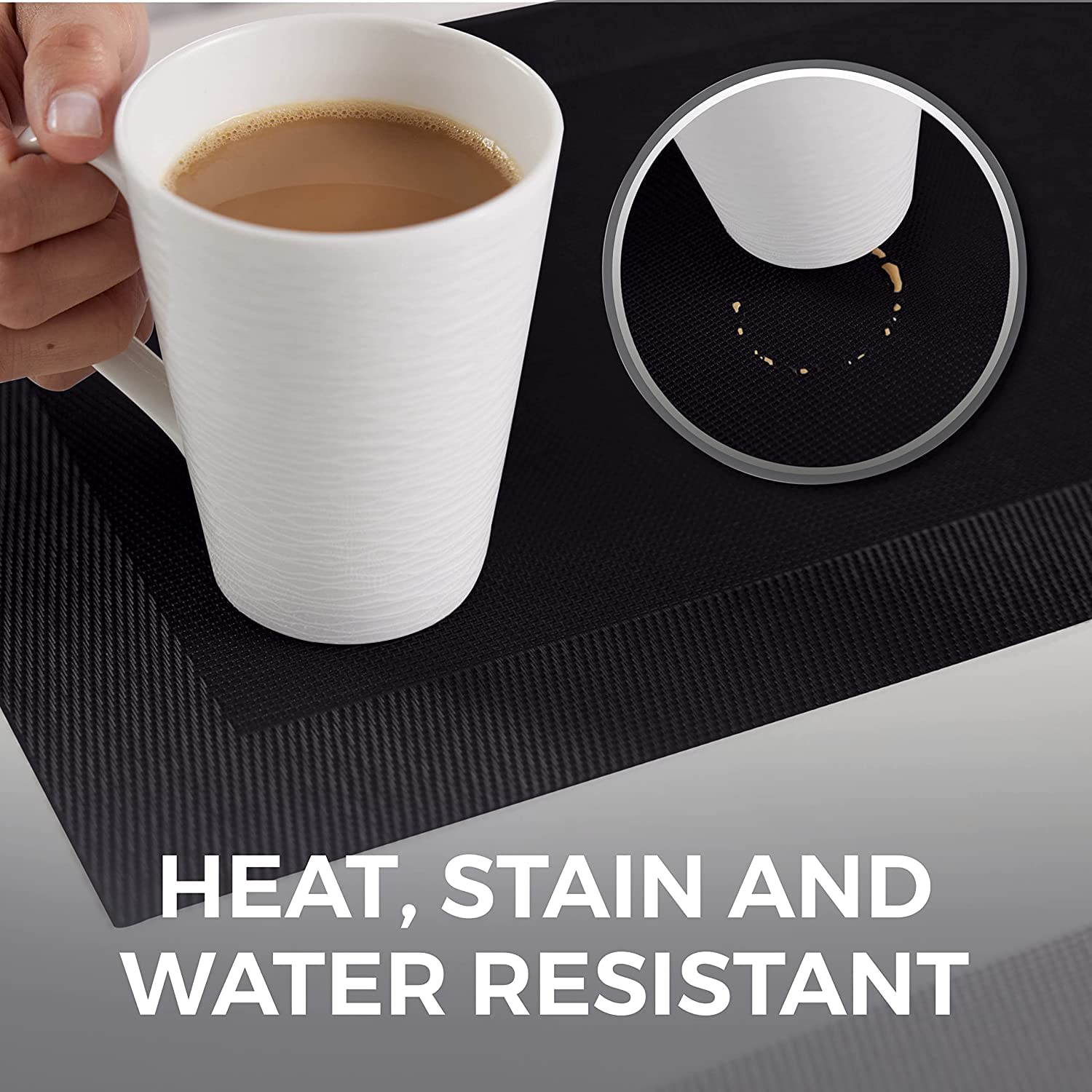 More D  Cor Dining Table Placemats, Washable Heat-Resistant Pvc Vinyl Table Mats For Dining Room And Kitchen, Anti-Slip - Set Of