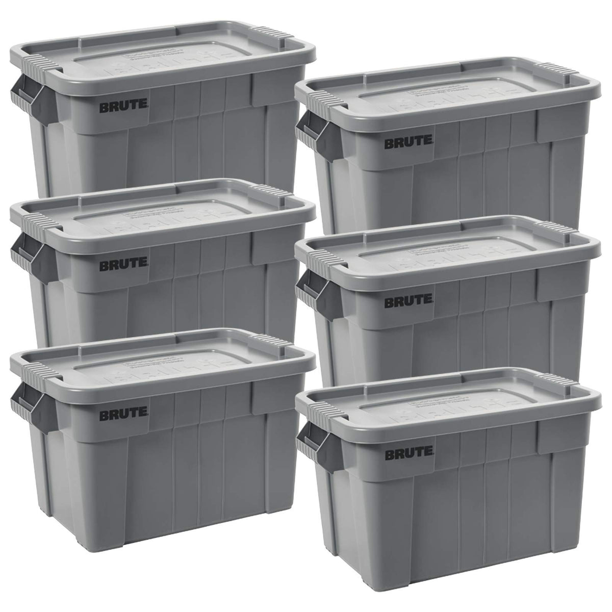 Rubbermaid Commercial Products Brute Tote Storage Container With Lid, 20-Gallon, Gray, Pack Of 1