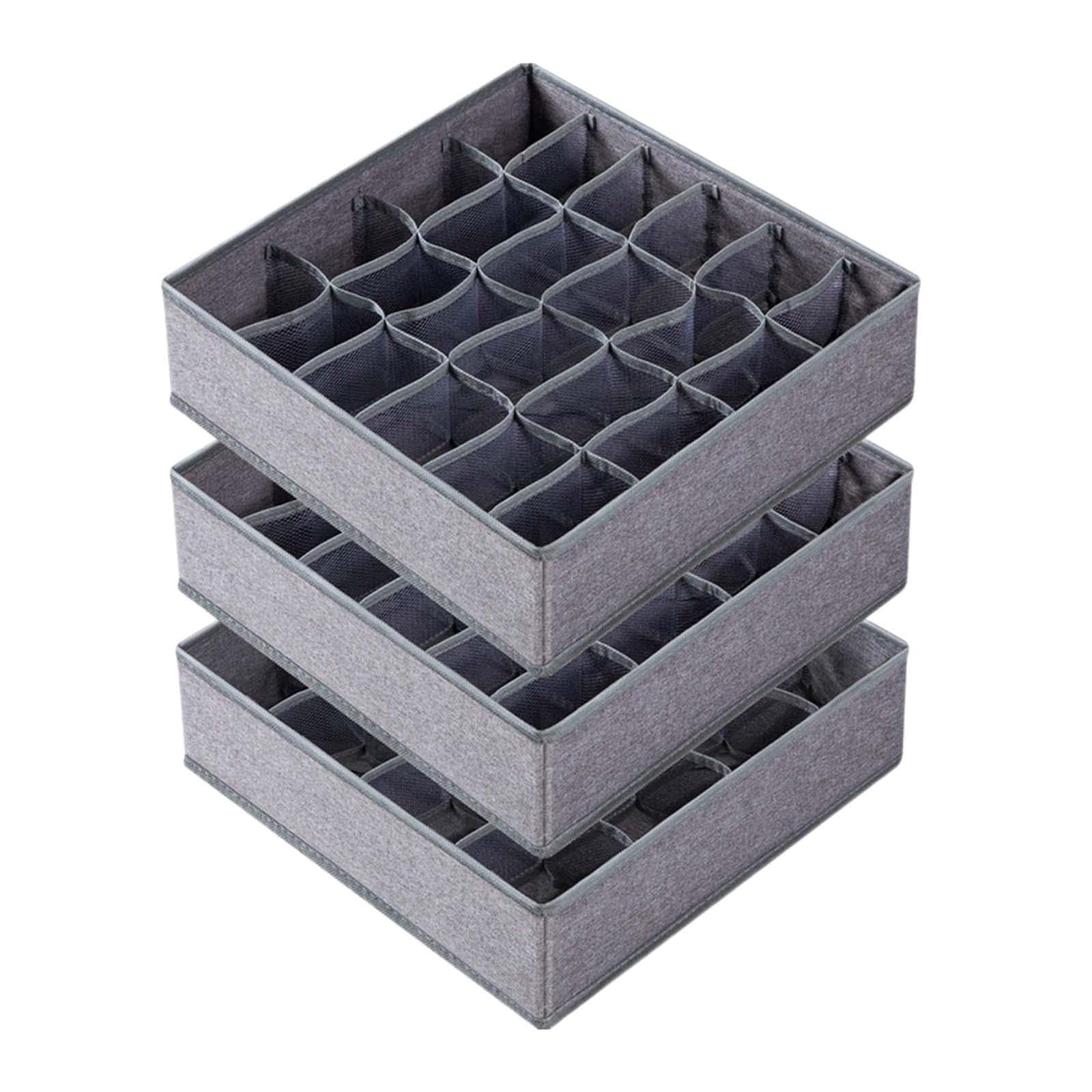 Calandis 3 Pieces Sock Underwear Drawer Organizer Dividers For Undies, Handkerchiefs, Gray | Closet Organizers | Home Organizati