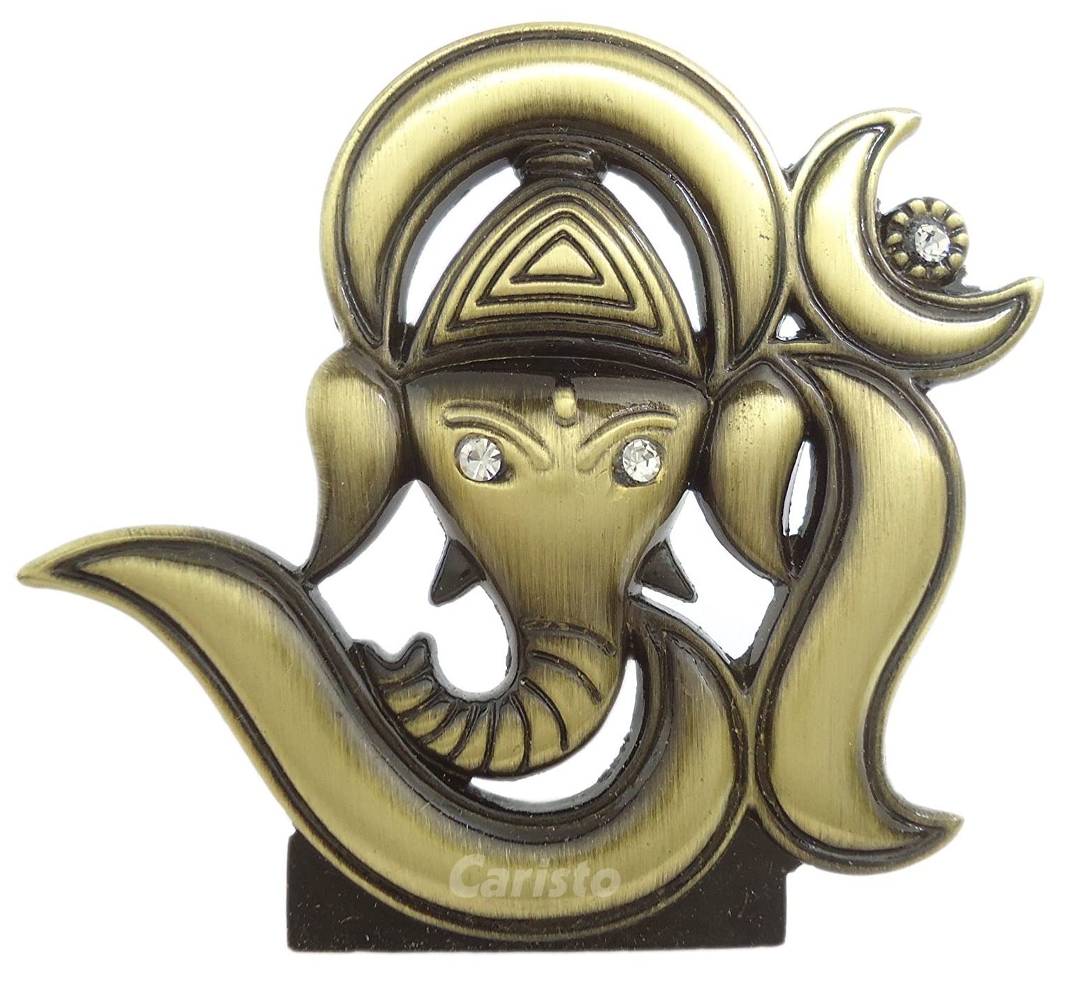 Caristo Om Ganesh Idol | Om Ganesha Idol | Ganpati Vinayaka Idol (Id-61) Green Metal Statue For Car Dashboard | Home Dcor | Mand