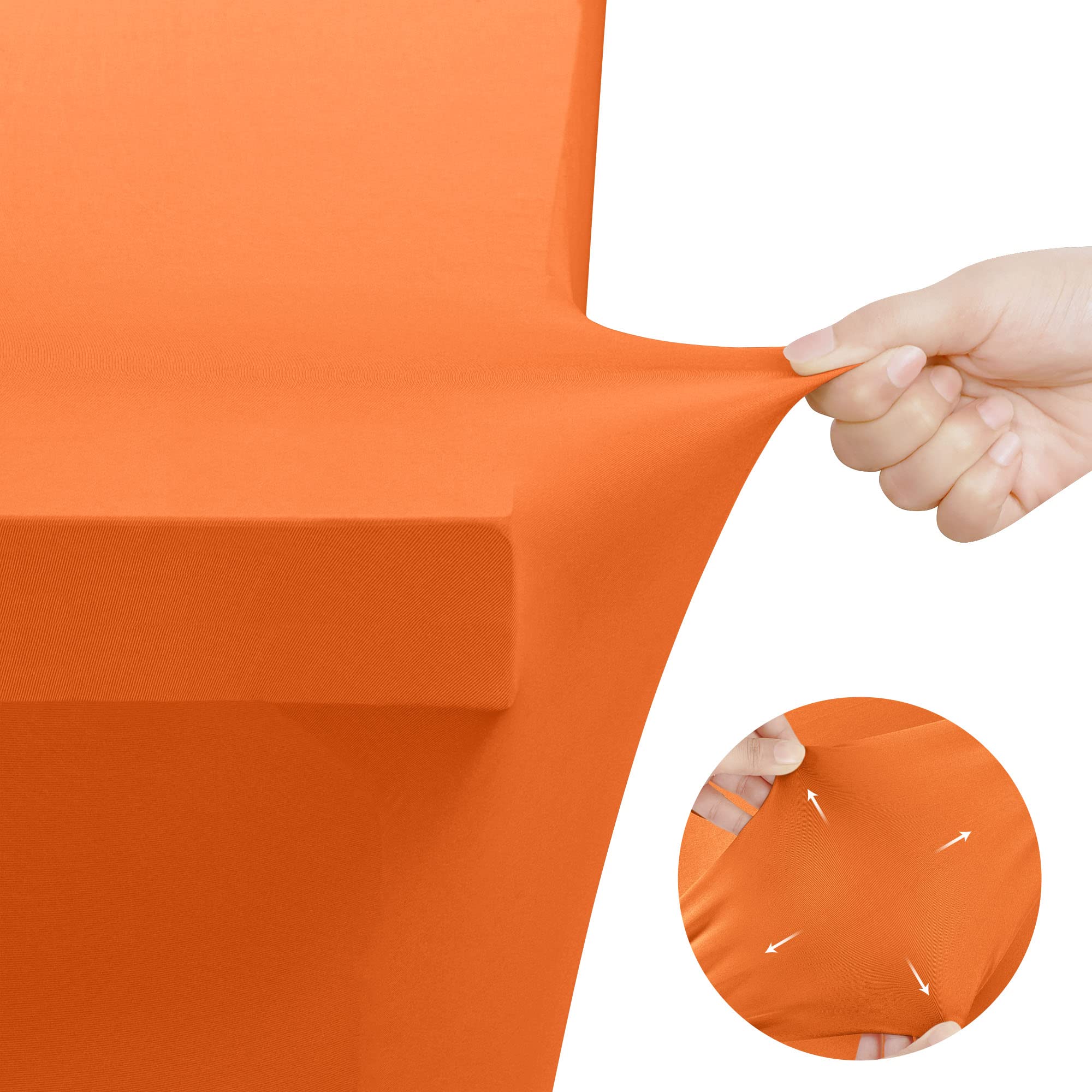 Utopia Kitchen Spandex Tablecloth 2 Pack [6FT  Orange] Tight  Fitted  Washable and Wrinkle Resistant Stretch Rectangular Patio Table Cover for Event  Wedding  Banquet & Parties [72Lx30Wx30H Inch]
