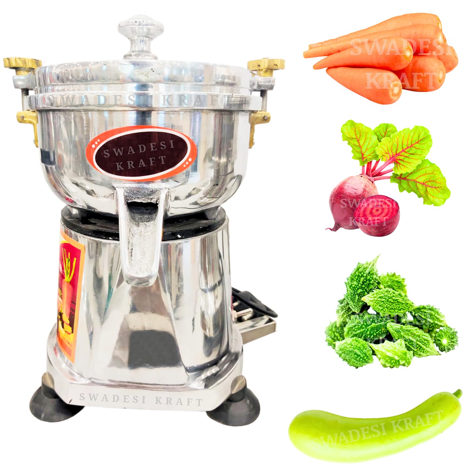 Swadesi Krafts Aluminium Carrot Juicer Machine Electric With 0.25Hp Motor | Vegetable Juicer Machine For Home Capacity Is 2 Gla