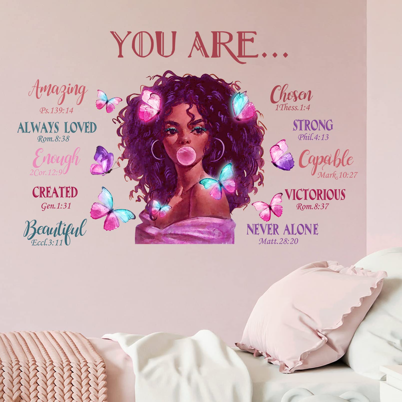 Mfault Black Girl Magic You are Beautiful Wall Decals Stickers  African American Nursery Decor Positive Saying Religious Bedroom Art  Inspirational Afro Butterfly Kids Teens Room Home Decorations