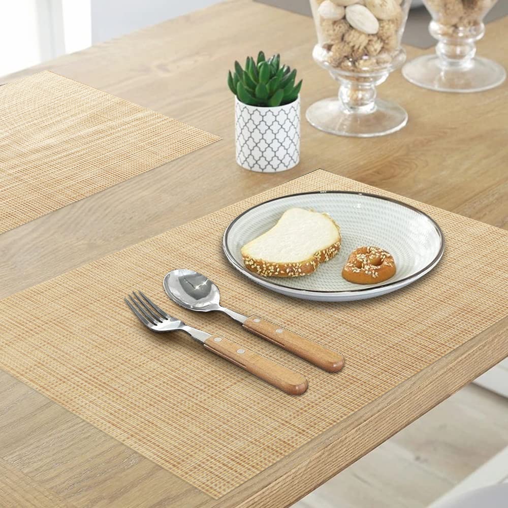 Homedge Pvc Placemat, 4 Pcs Of Non-Slip Heat Resistant Place Mats, Washable Vinyl Placemats, Set Of 4 -Beige