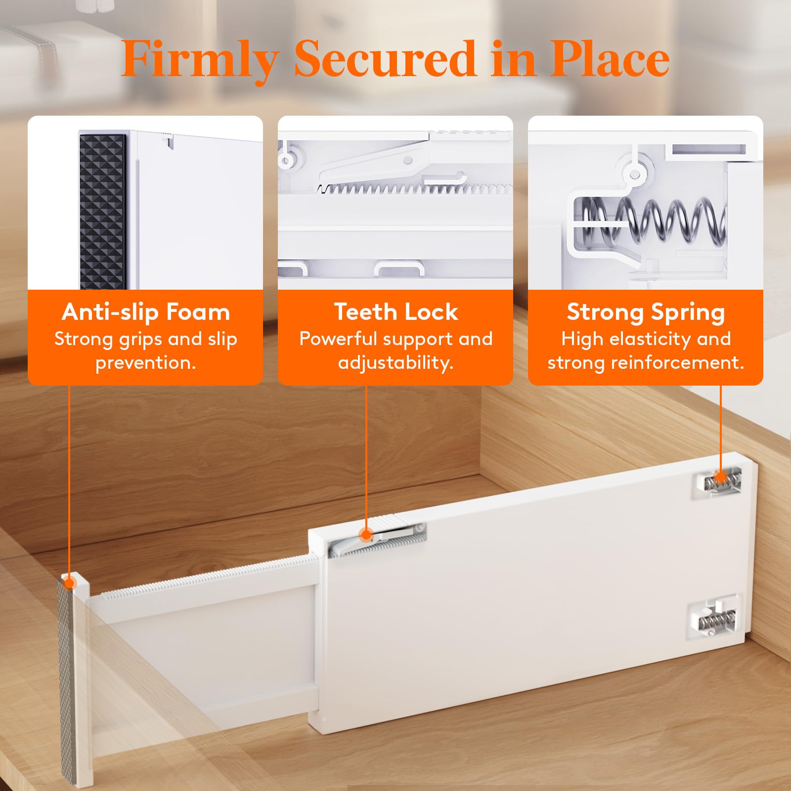 Lifewit 5 Pack Drawer Dividers 5'' High, 13.5-22'' Adjustable Clothes Organizers, Expandable Dresser Separators in Bedroom/Bathr