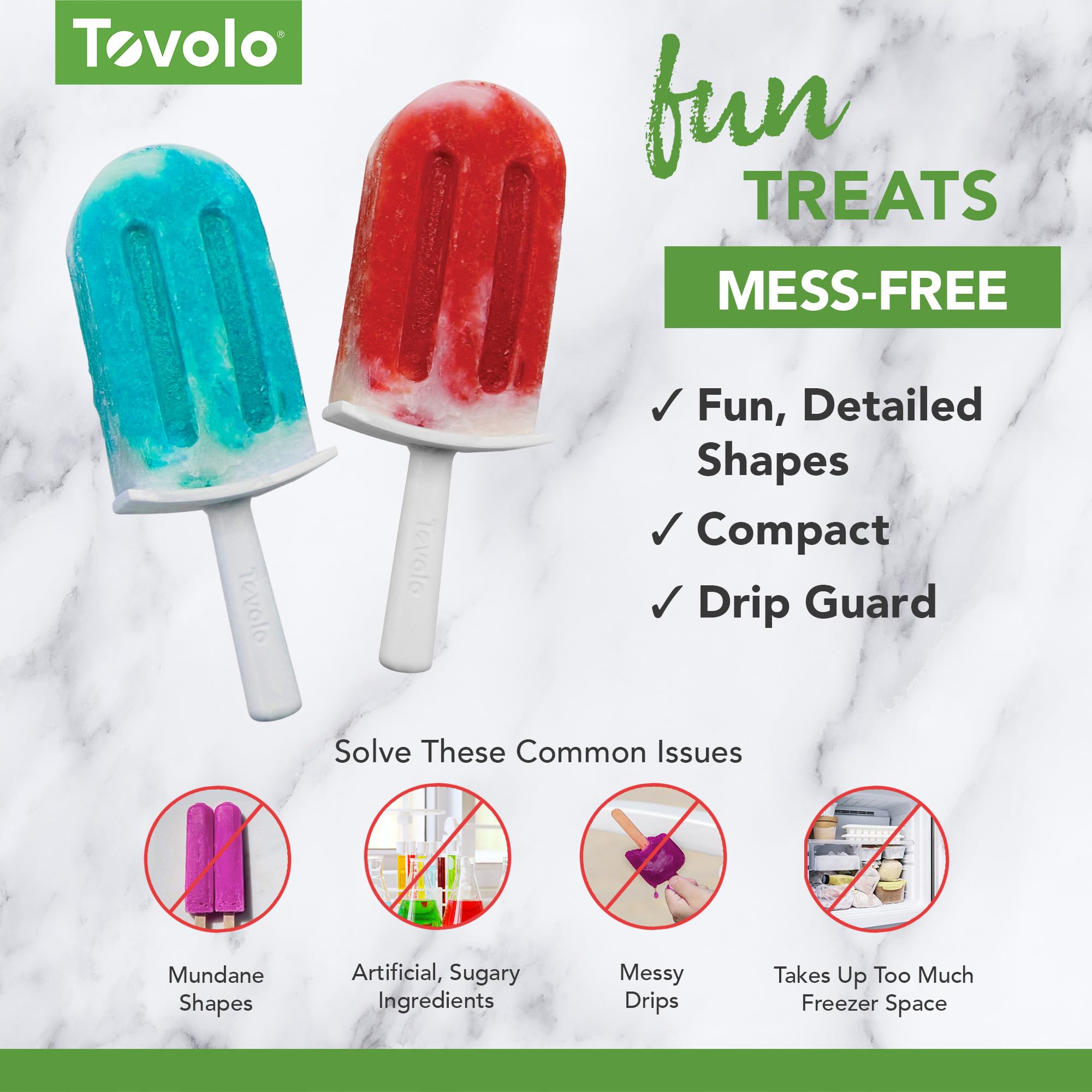 Tovolo Silicone Popsicle Molds With Sticks (4-Pack, Classic) - Reusable Ice Pop Molds For Homemade Flavored Ice Pops & Frozen Sn