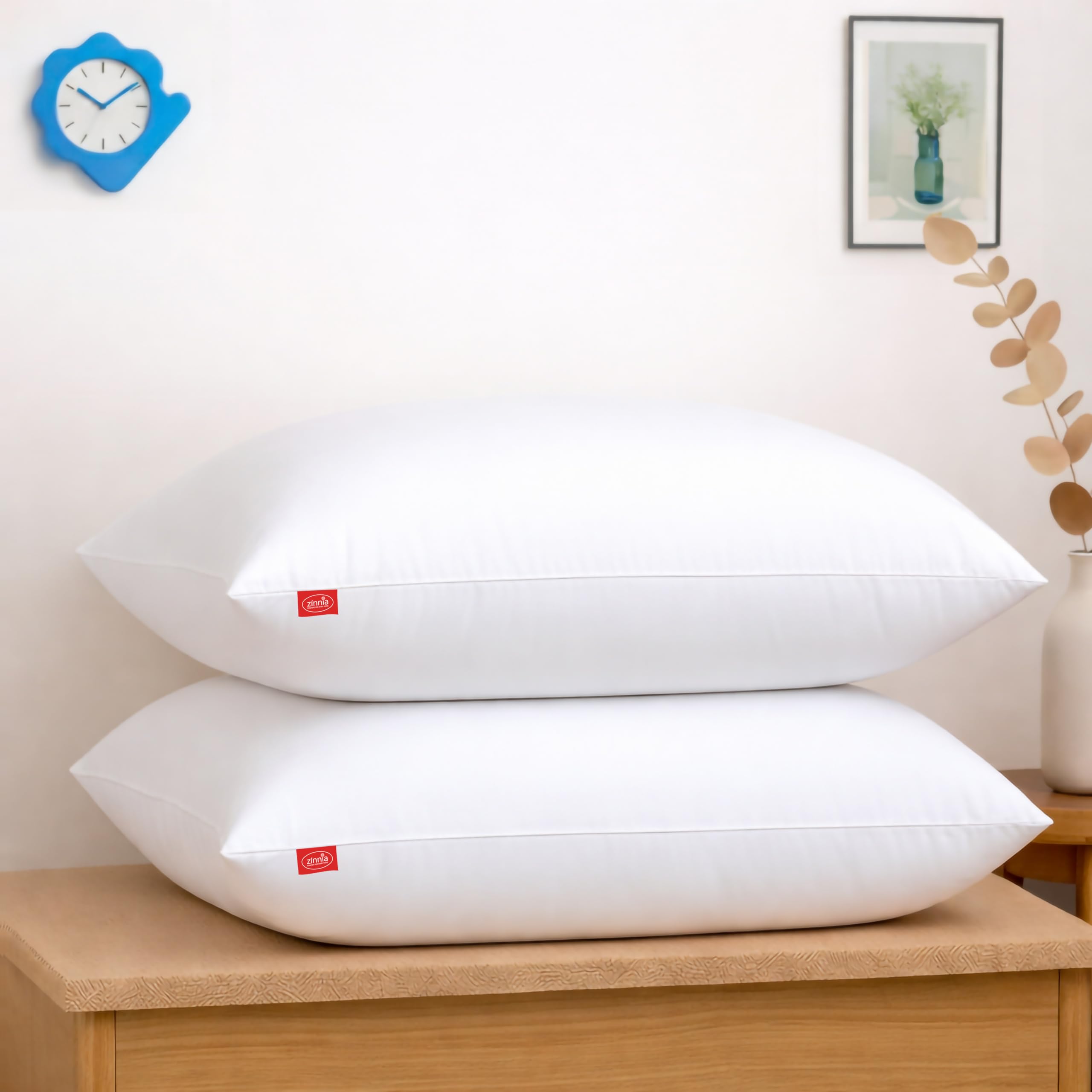 Zinnia Comfort Soft Microfiber Pillow | White | Basic Size 41 X 61 Cm | Pack Of 2