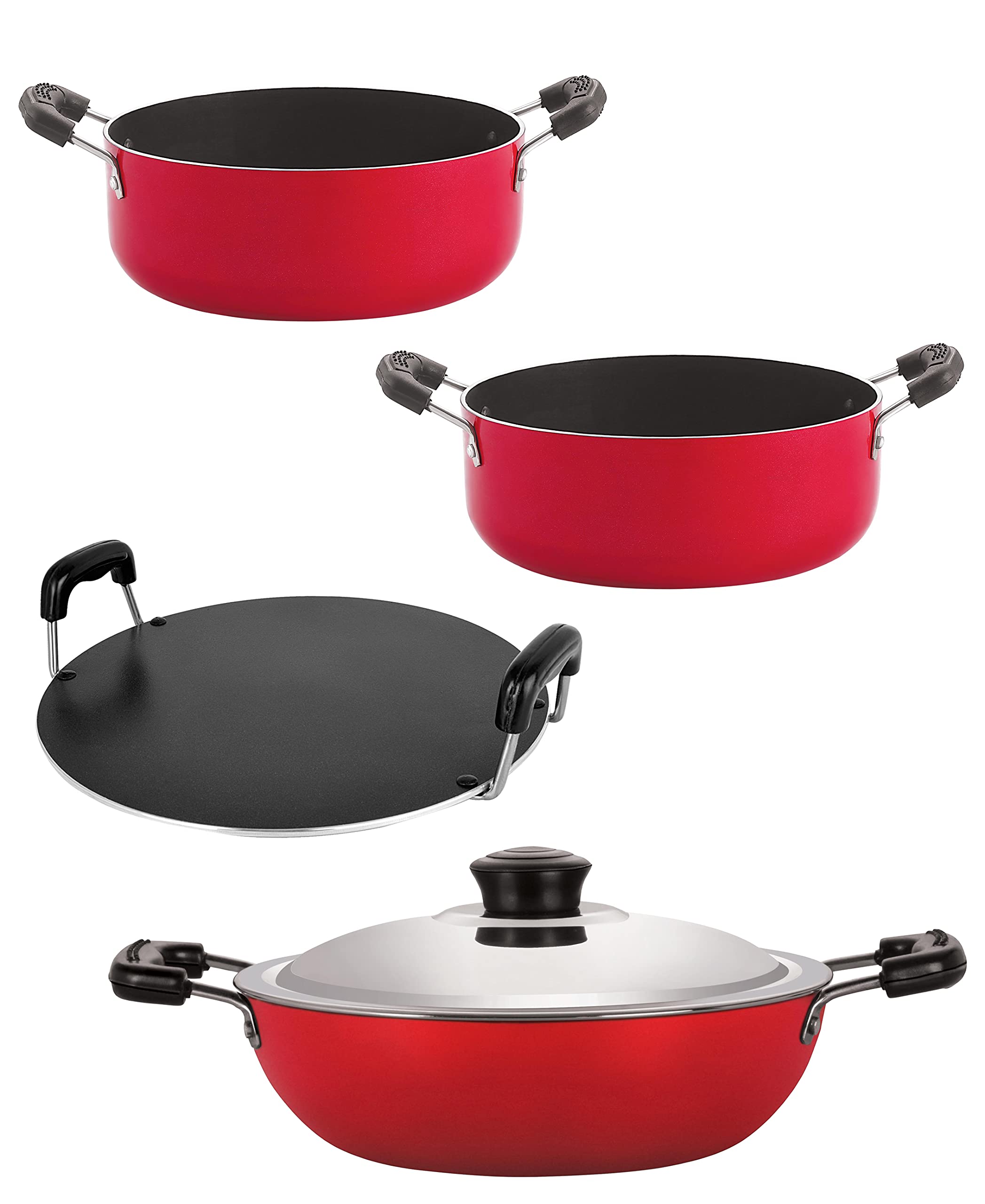Nirlon Aluminium Non Stick Non Induction Cookware Set Of 4 Pieces (Dkd(M)_Rt_Cs26_Cs24)