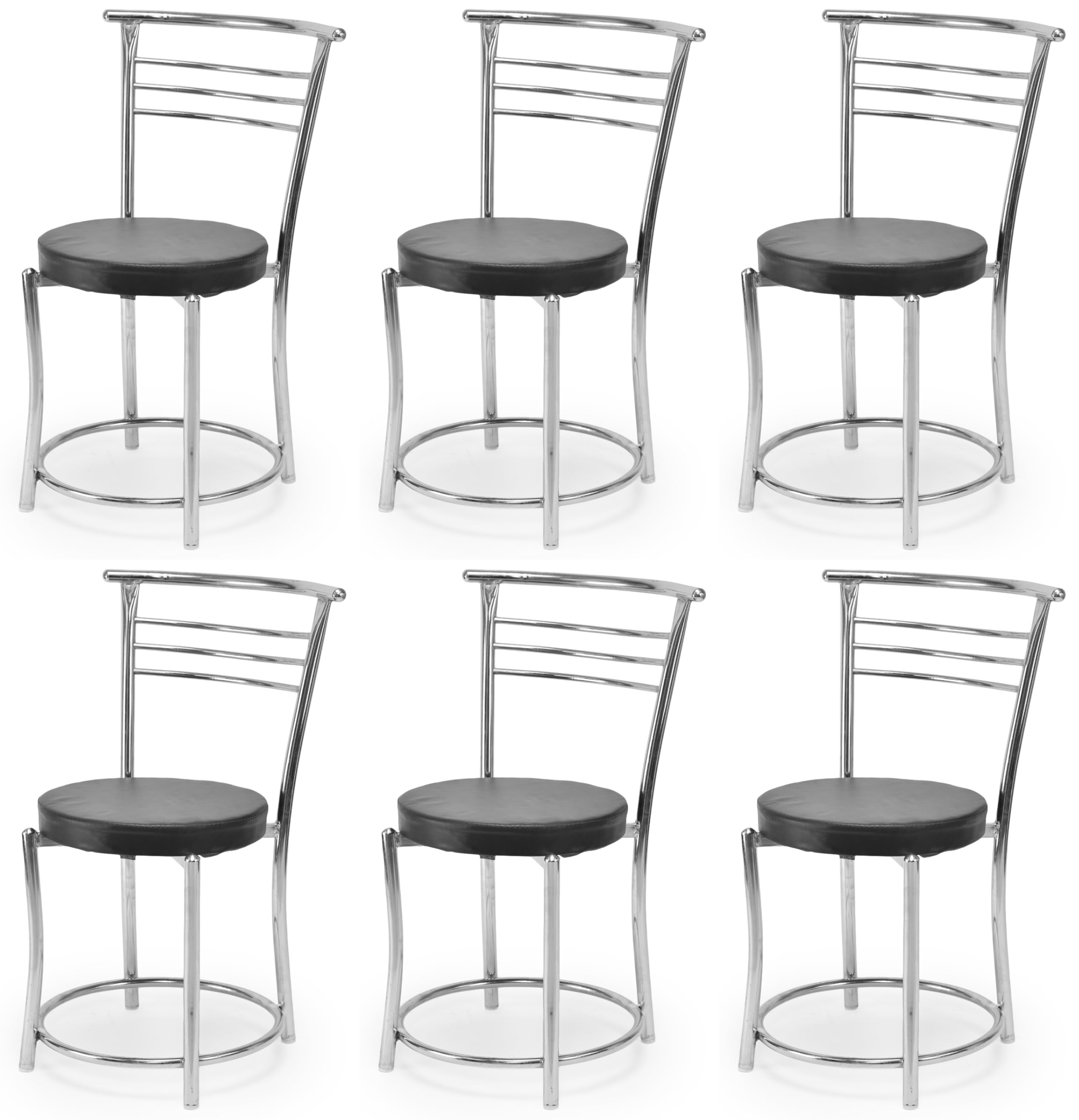 Goyal Steel & Furniture Chairs For Dining Table, Steel Chair, Dining Chair With Comfortable Cushion (6, Black, Standard)